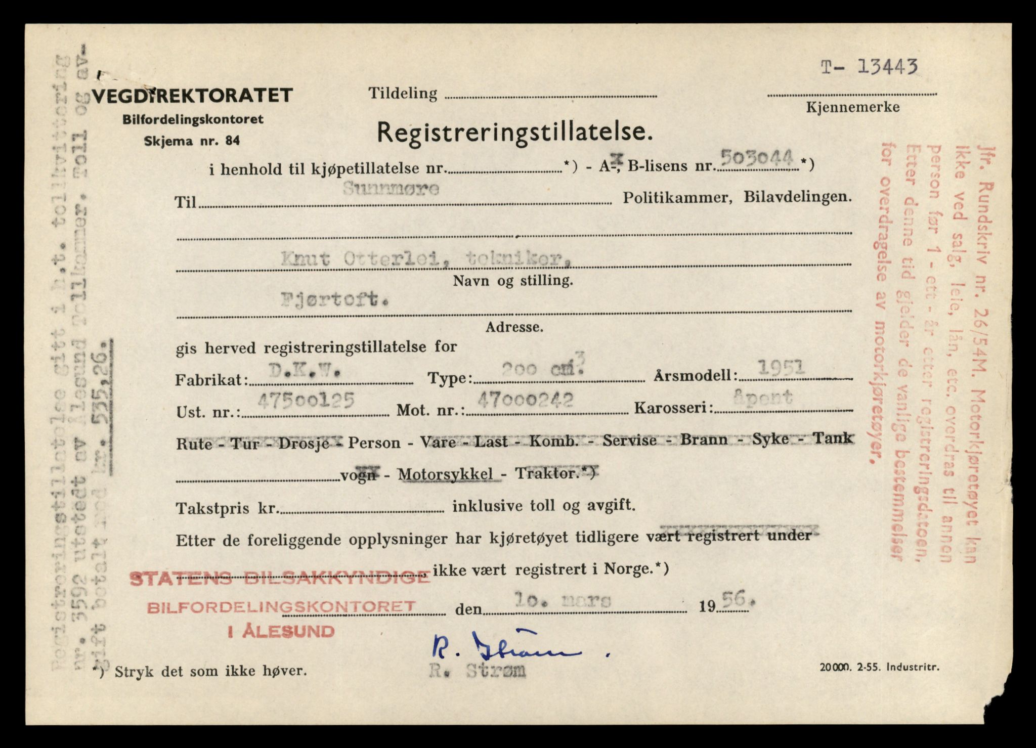 Møre og Romsdal vegkontor - Ålesund trafikkstasjon, AV/SAT-A-4099/F/Fe/L0039: Registreringskort for kjøretøy T 13361 - T 13530, 1927-1998, s. 1397