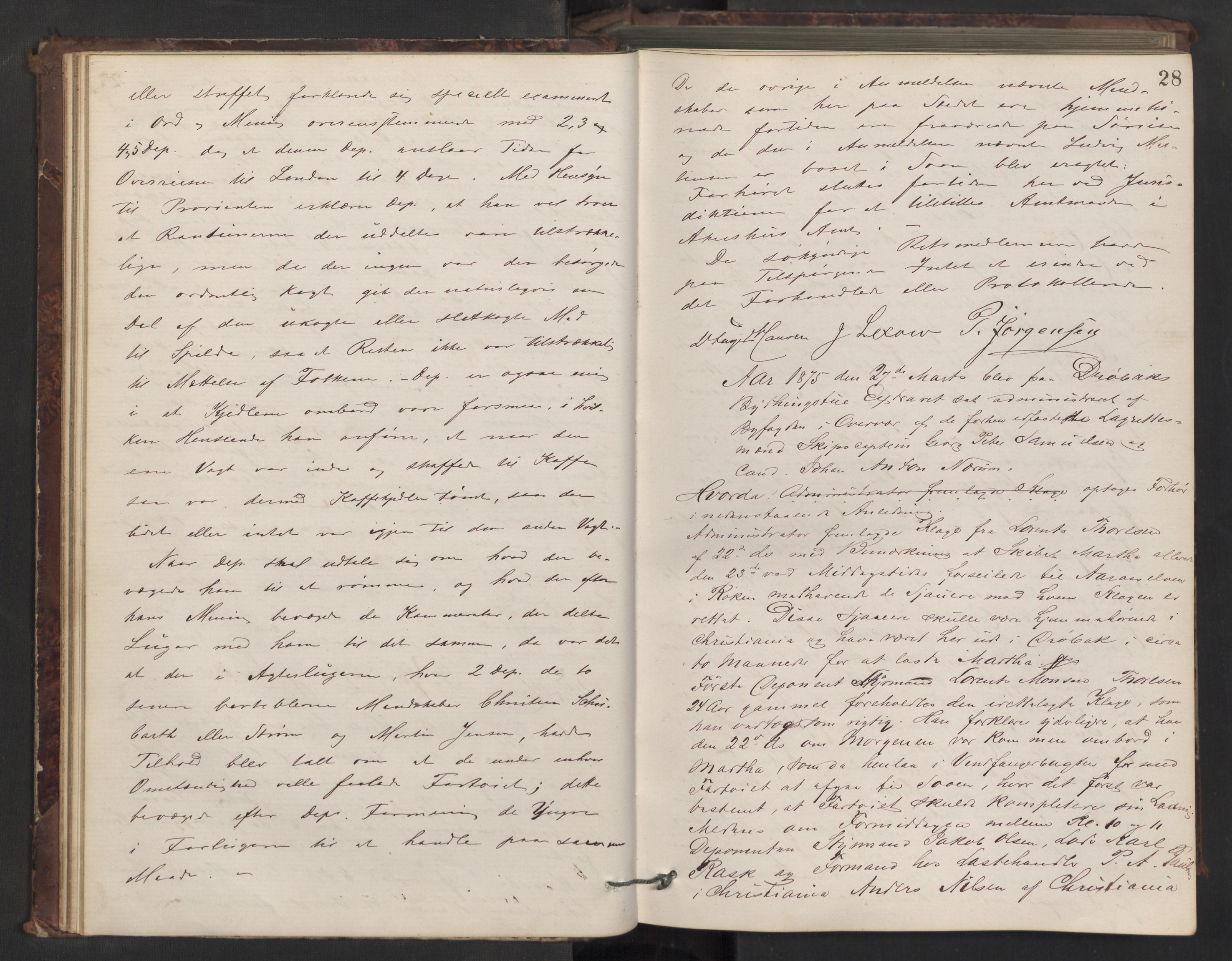 Drøbak byfogd, AV/SAO-A-10144/F/Fb/L0004: Ekstrarettsprotokoll, 1874-1889, s. 27b-28a