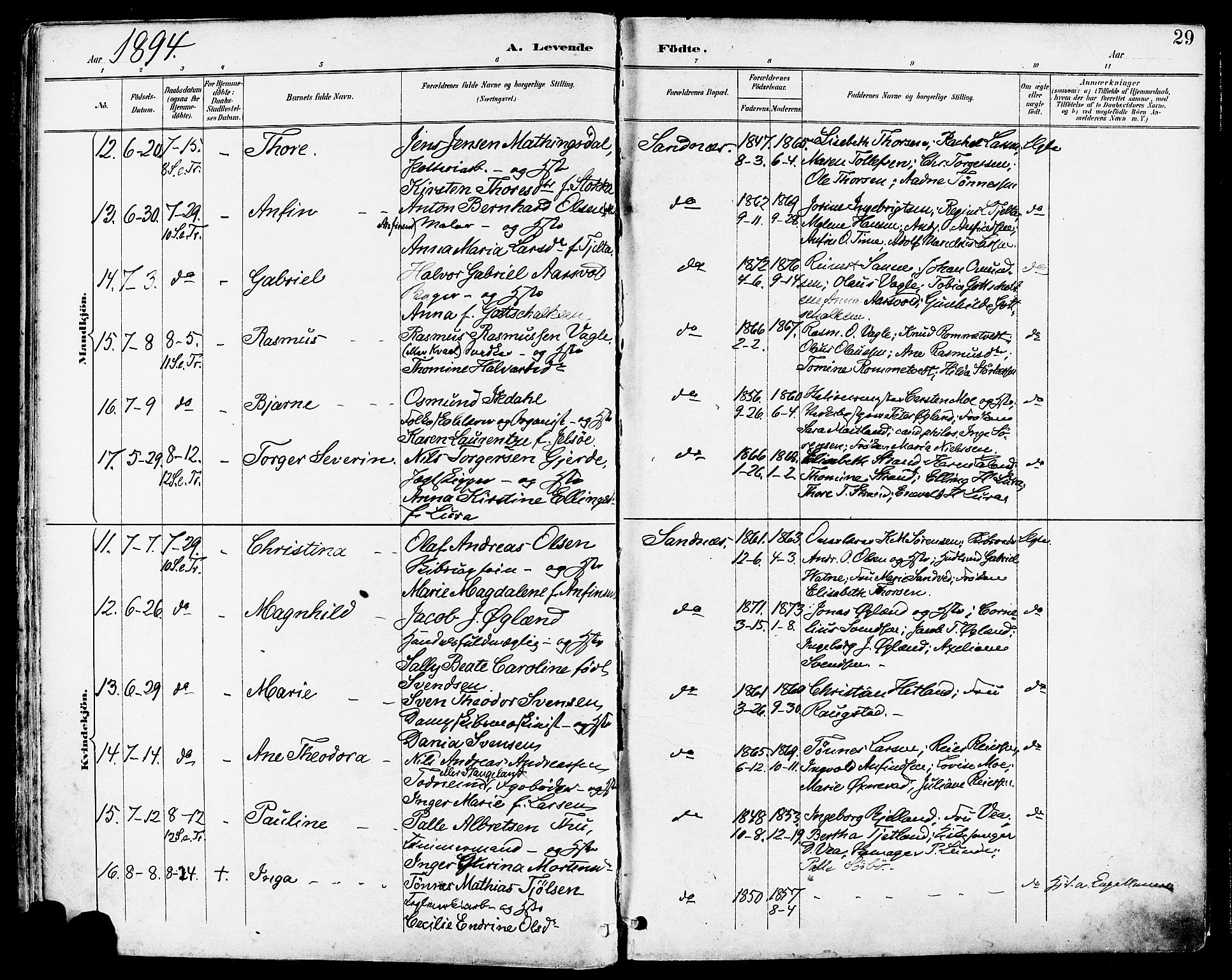 Høyland sokneprestkontor, AV/SAST-A-101799/001/30BA/L0014: Ministerialbok nr. A 12, 1890-1898, s. 29