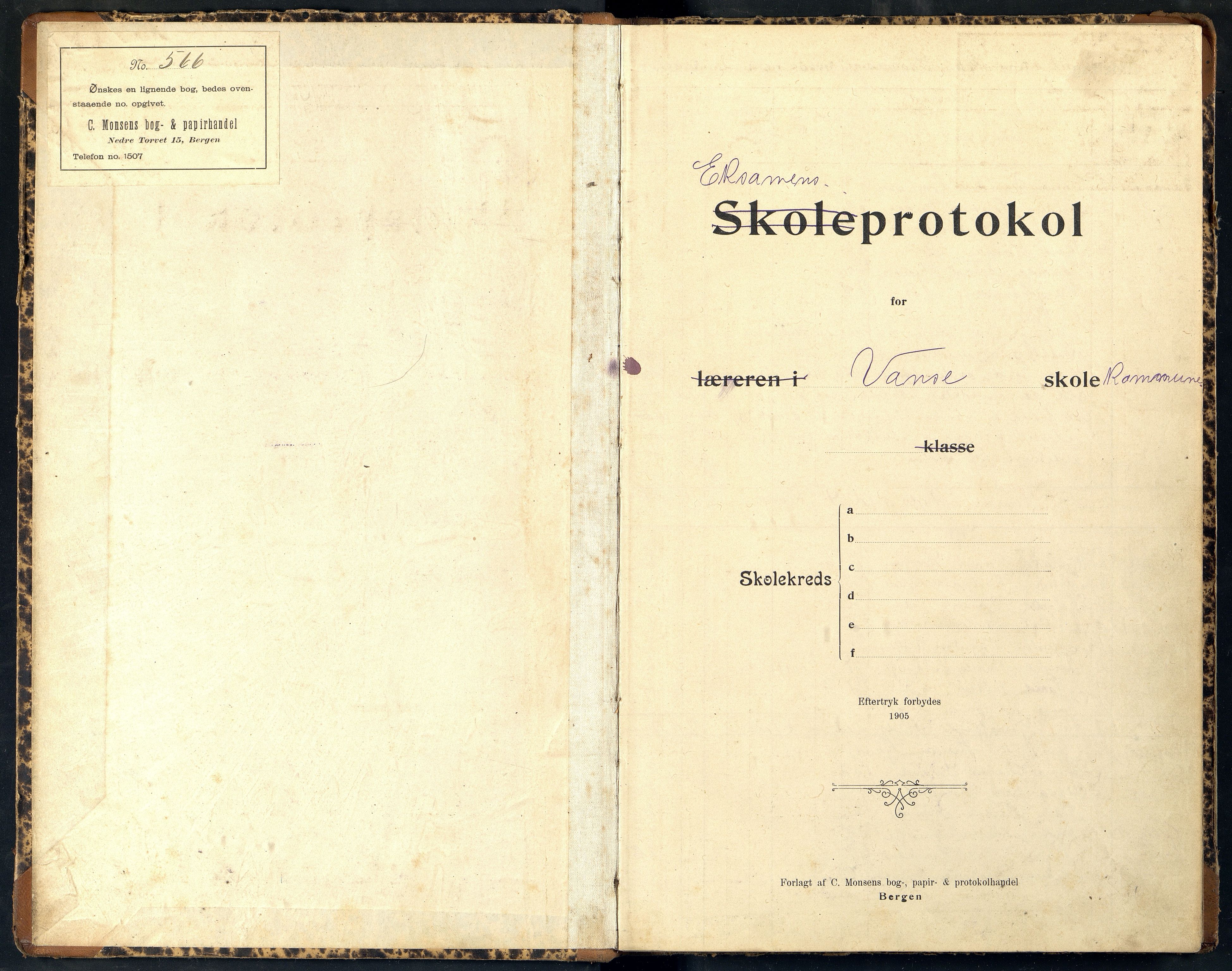 Lista kommune - Skolekommisjonen/Skolestyret, IKAV/1003LI510/G/L0004: Eksamensprotokoll, 1906-1912