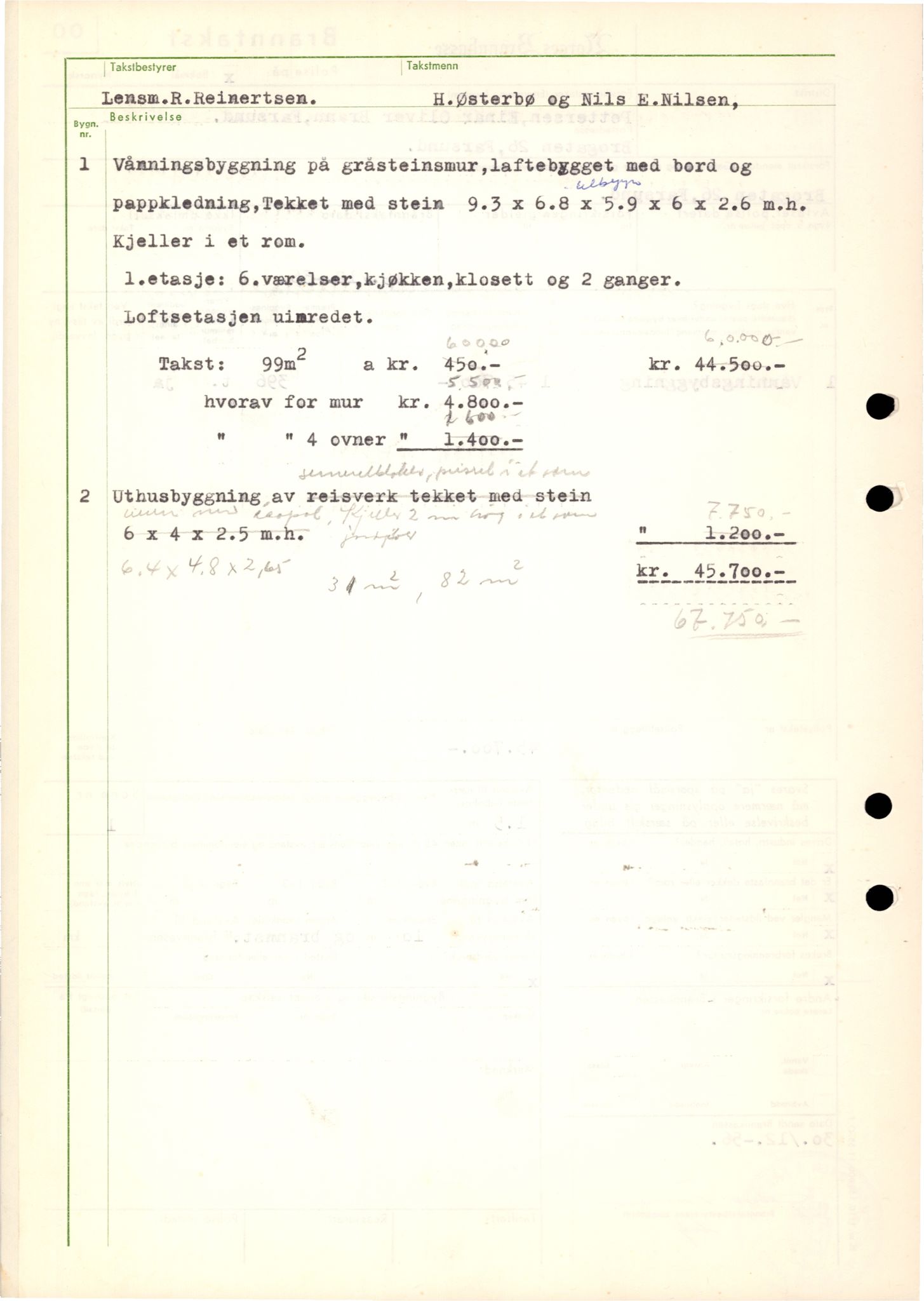 Norges Brannkasse Farsund, AV/SAK-2241-0011/F/Fa/L0006/0001: Branntakstprotokoller nr. 7 og 8 for Farsund, Herad og Spind / Branntakstprotokoll nr. 7 for Farsund, Herad og Spind, alfabetisk etter gårdsnavn, 1956-1958