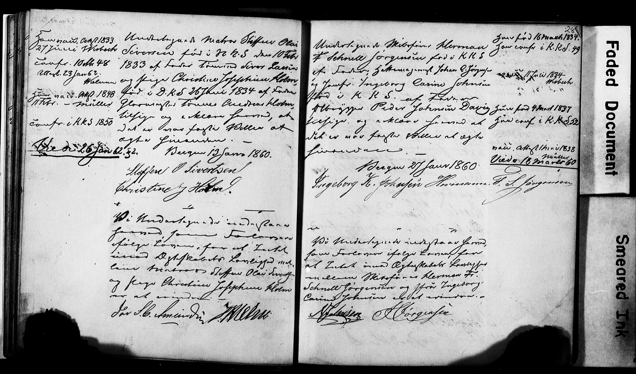 Korskirken sokneprestembete, SAB/A-76101: Forlovererklæringer nr. II.5.2, 1859-1865, s. 28