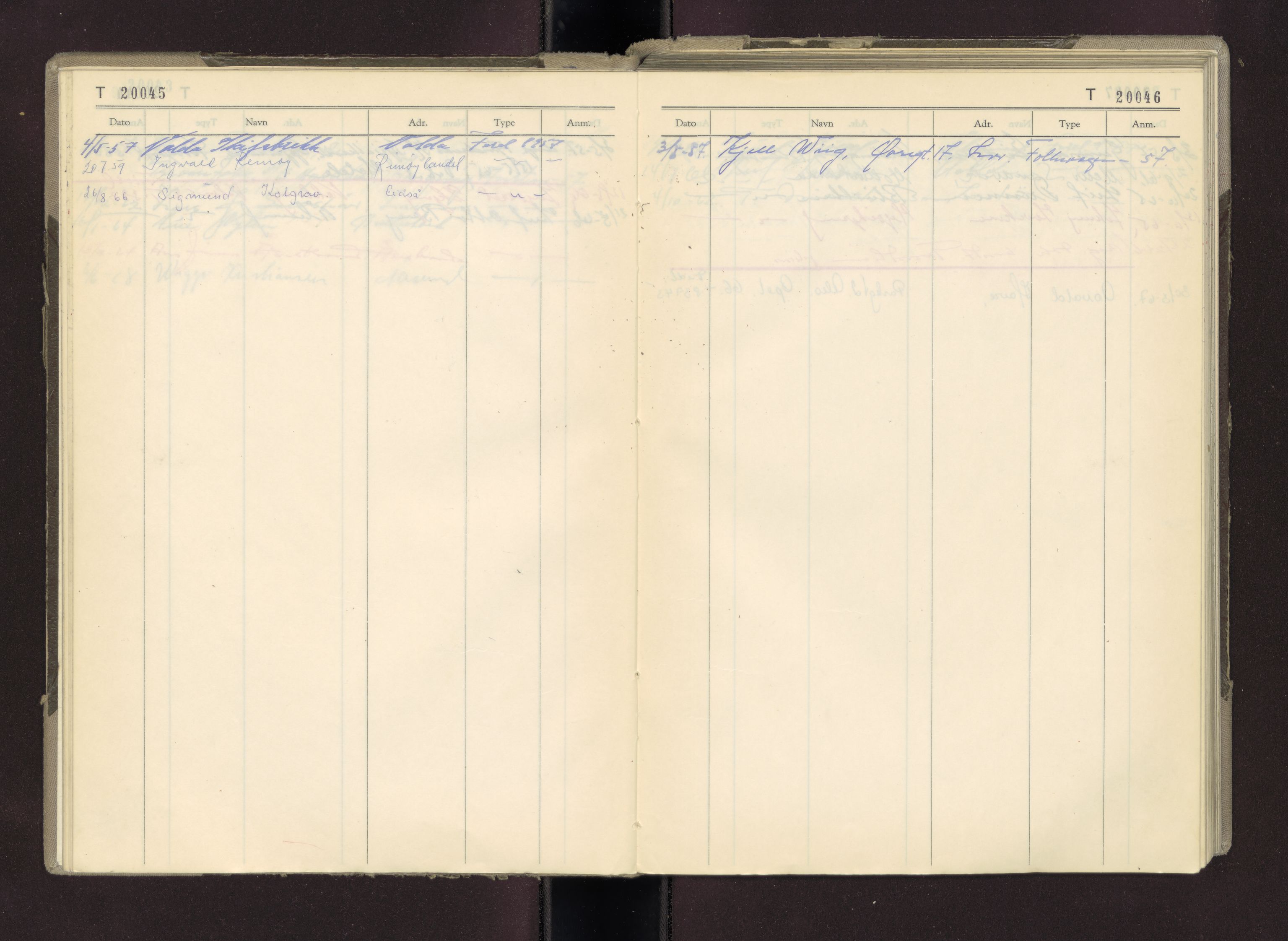 Møre og Romsdal vegkontor - Ålesund trafikkstasjon, AV/SAT-A-4099/F/Fc/L0014: Bilregister; T 20000 - T 20500, 1955-1970