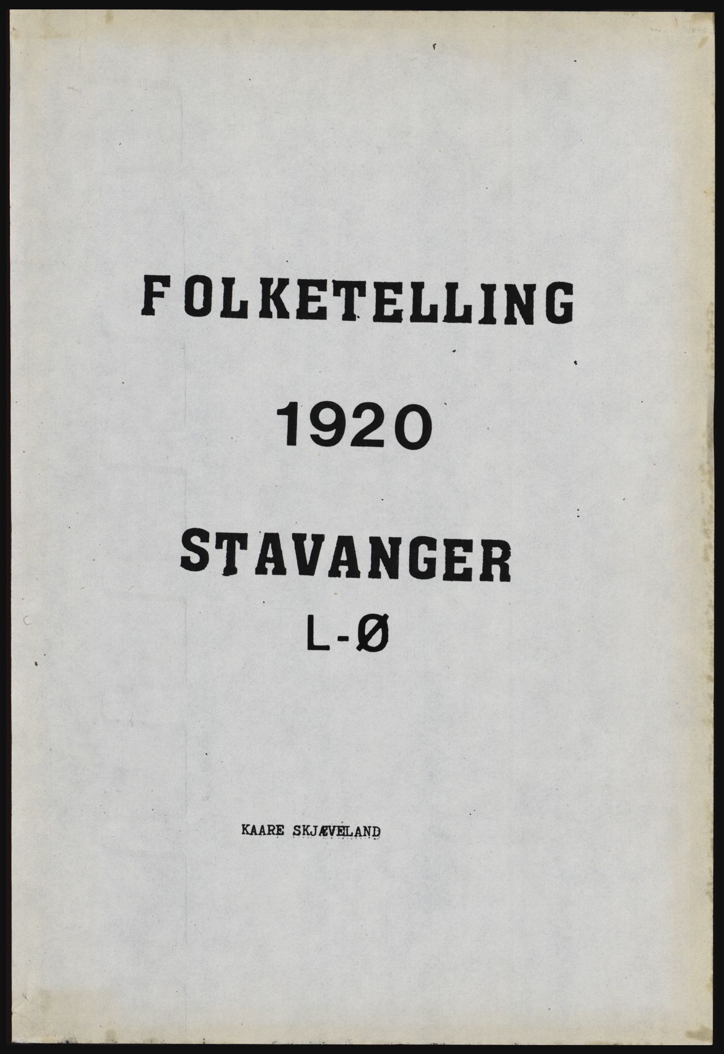 SAST, Avskrift av folketellingen 1920 for Stavanger kjøpstad, 1920, s. 1469