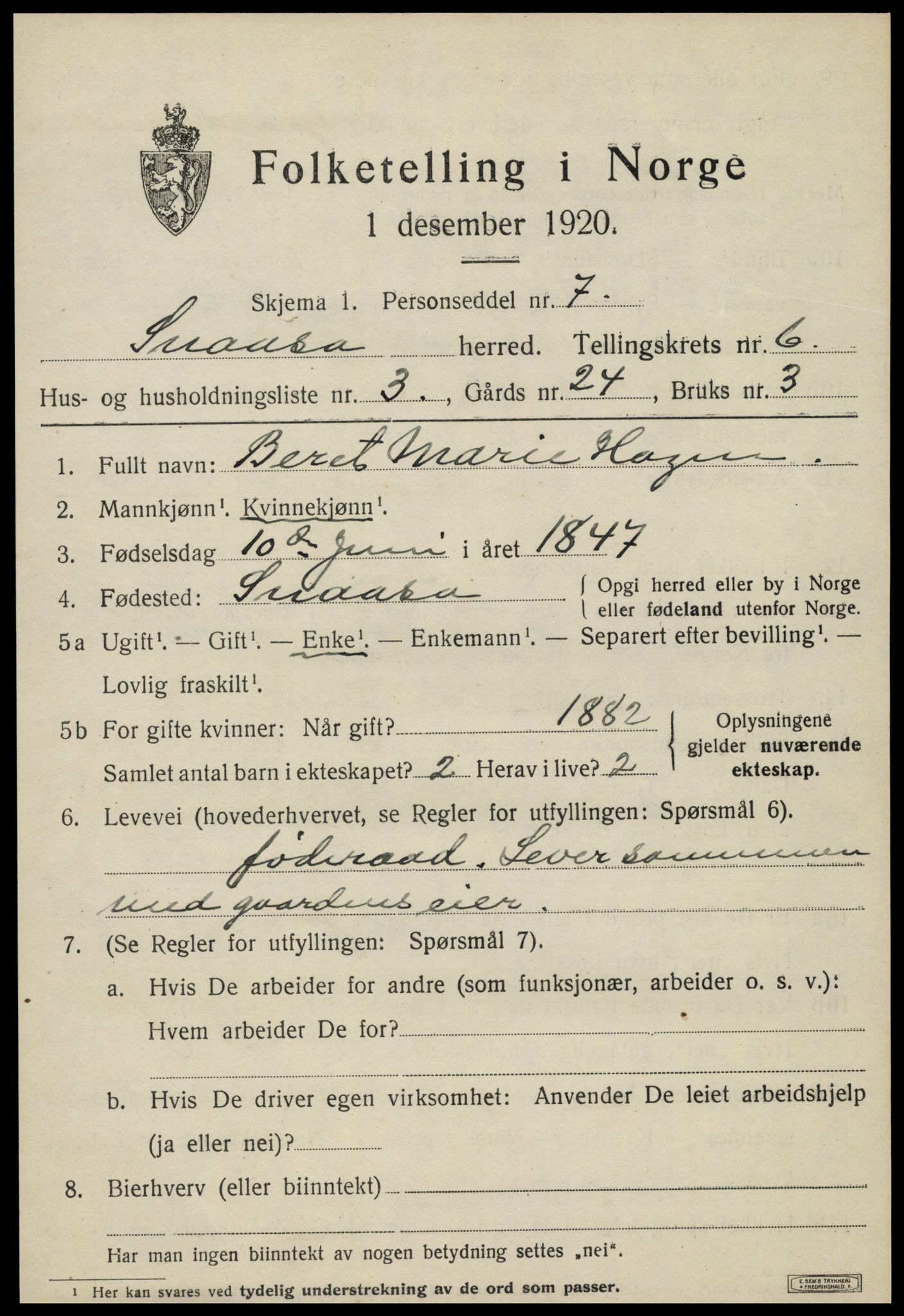 SAT, Folketelling 1920 for 1736 Snåsa herred, 1920, s. 2598