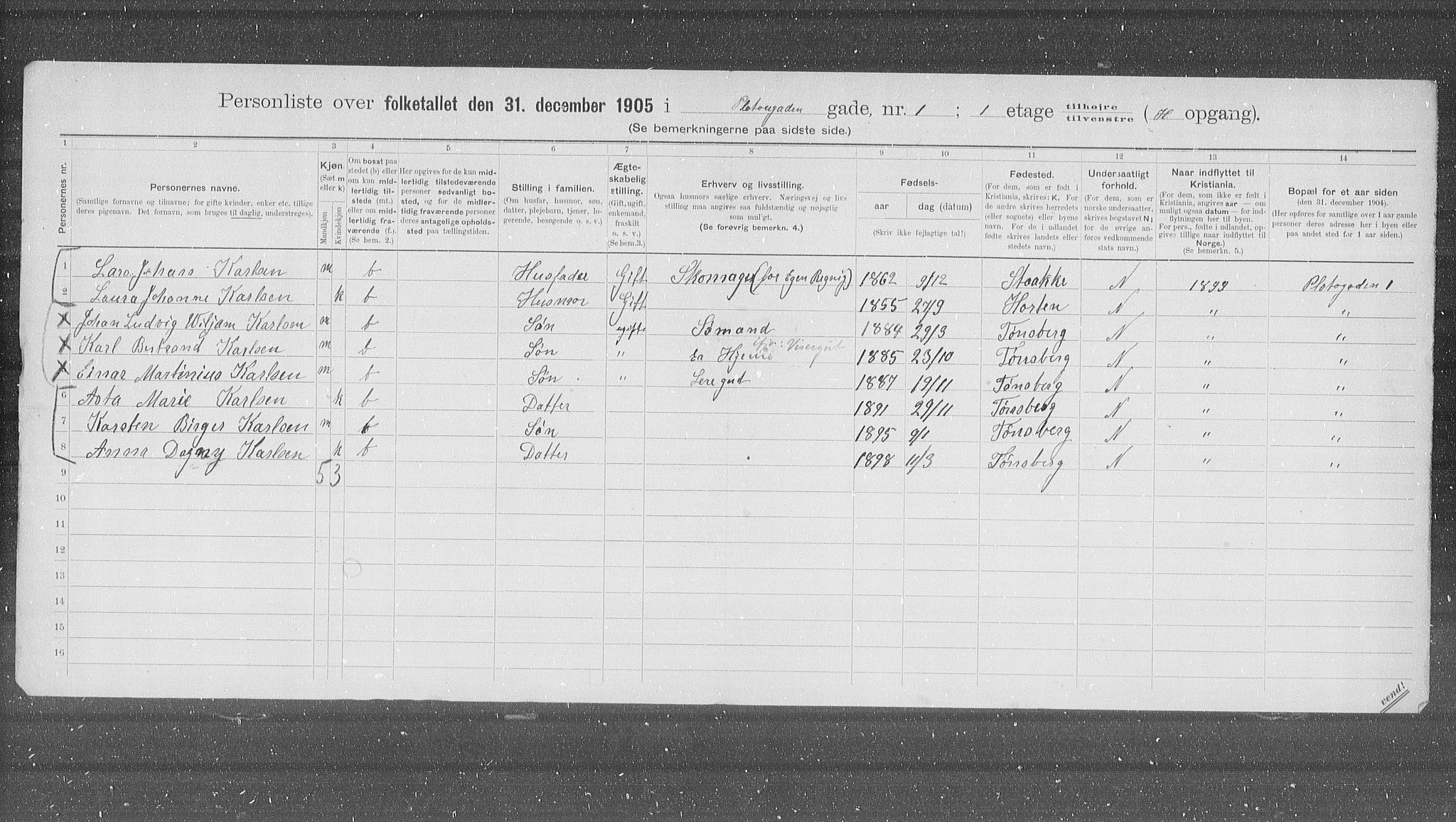 OBA, Kommunal folketelling 31.12.1905 for Kristiania kjøpstad, 1905, s. 42207