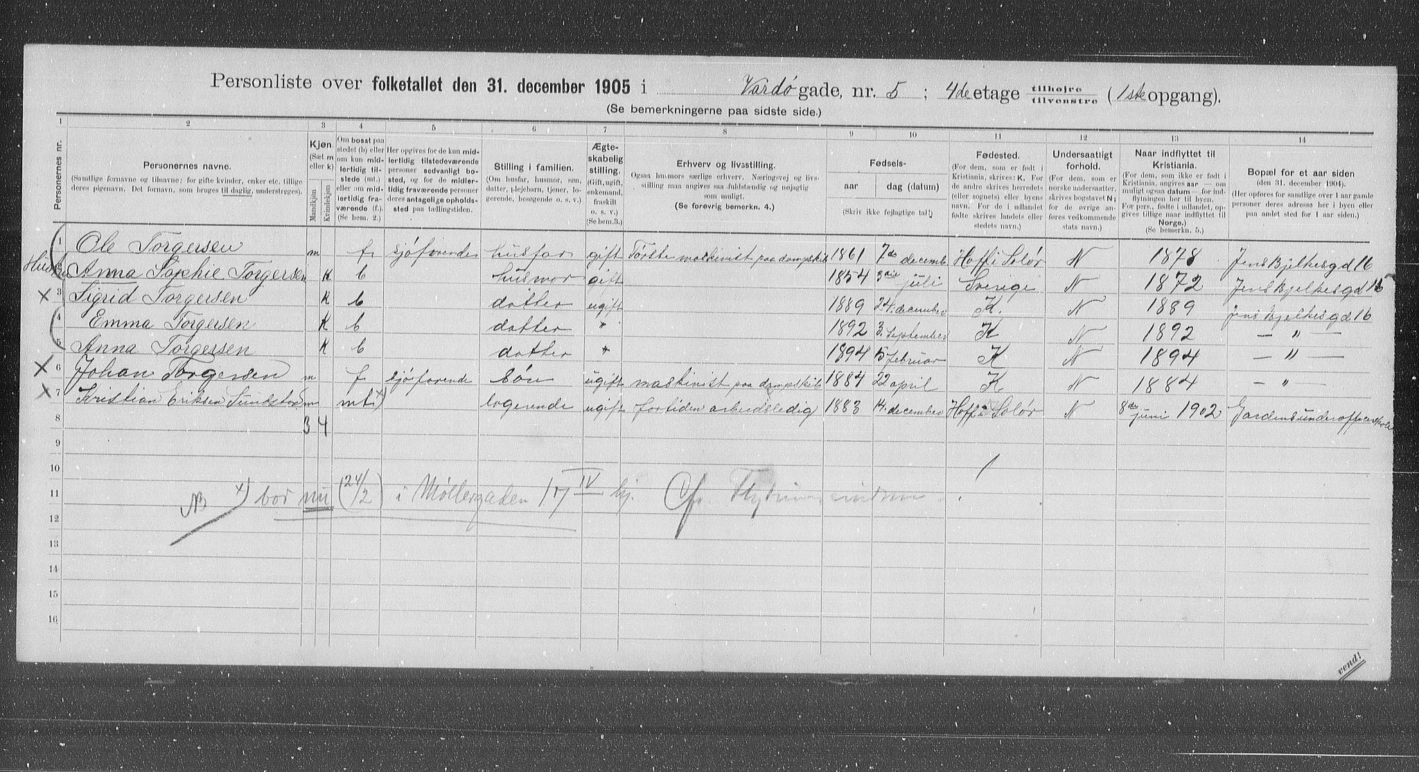 OBA, Kommunal folketelling 31.12.1905 for Kristiania kjøpstad, 1905, s. 64305
