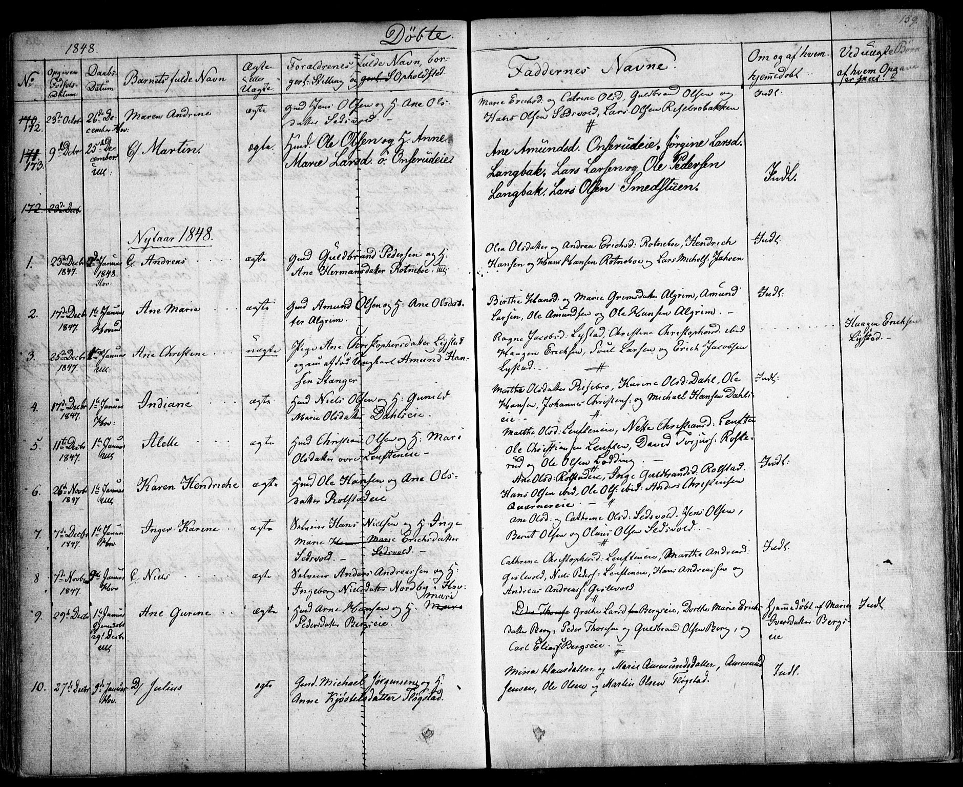 Ullensaker prestekontor Kirkebøker, AV/SAO-A-10236a/F/Fa/L0014.a: Ministerialbok nr. I 14A, 1836-1850, s. 159
