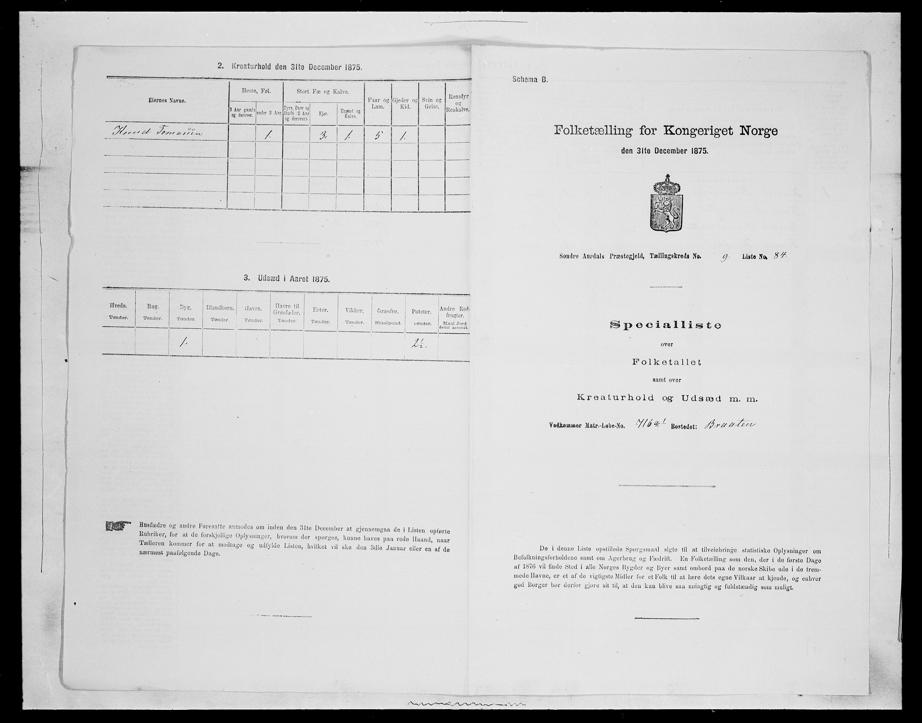 SAH, Folketelling 1875 for 0540P Sør-Aurdal prestegjeld, 1875, s. 1663
