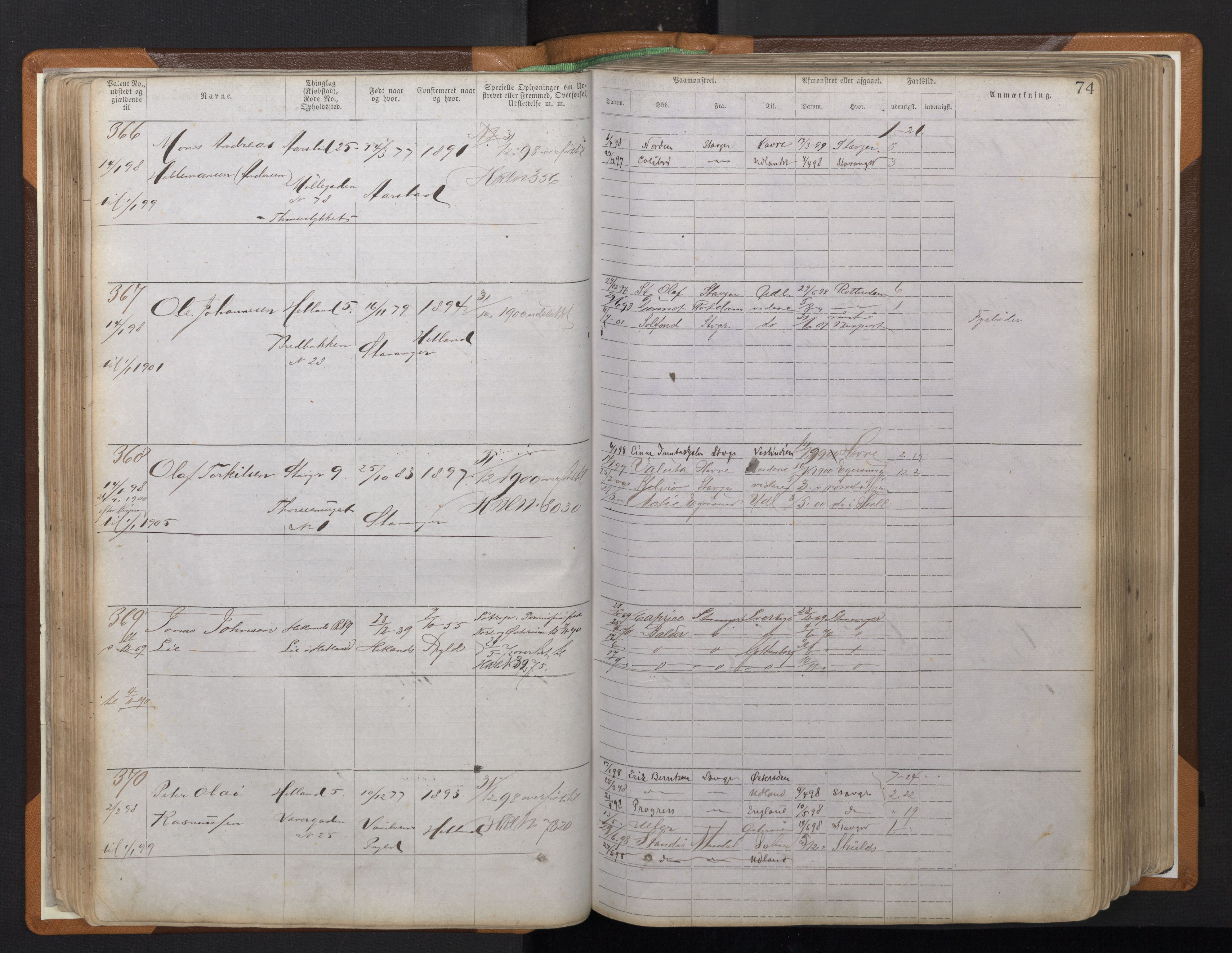Stavanger sjømannskontor, AV/SAST-A-102006/F/Ff/L0008: Annotasjonsrulle, patentnr. 1-1805 (dublett), 1869-1900, s. 78