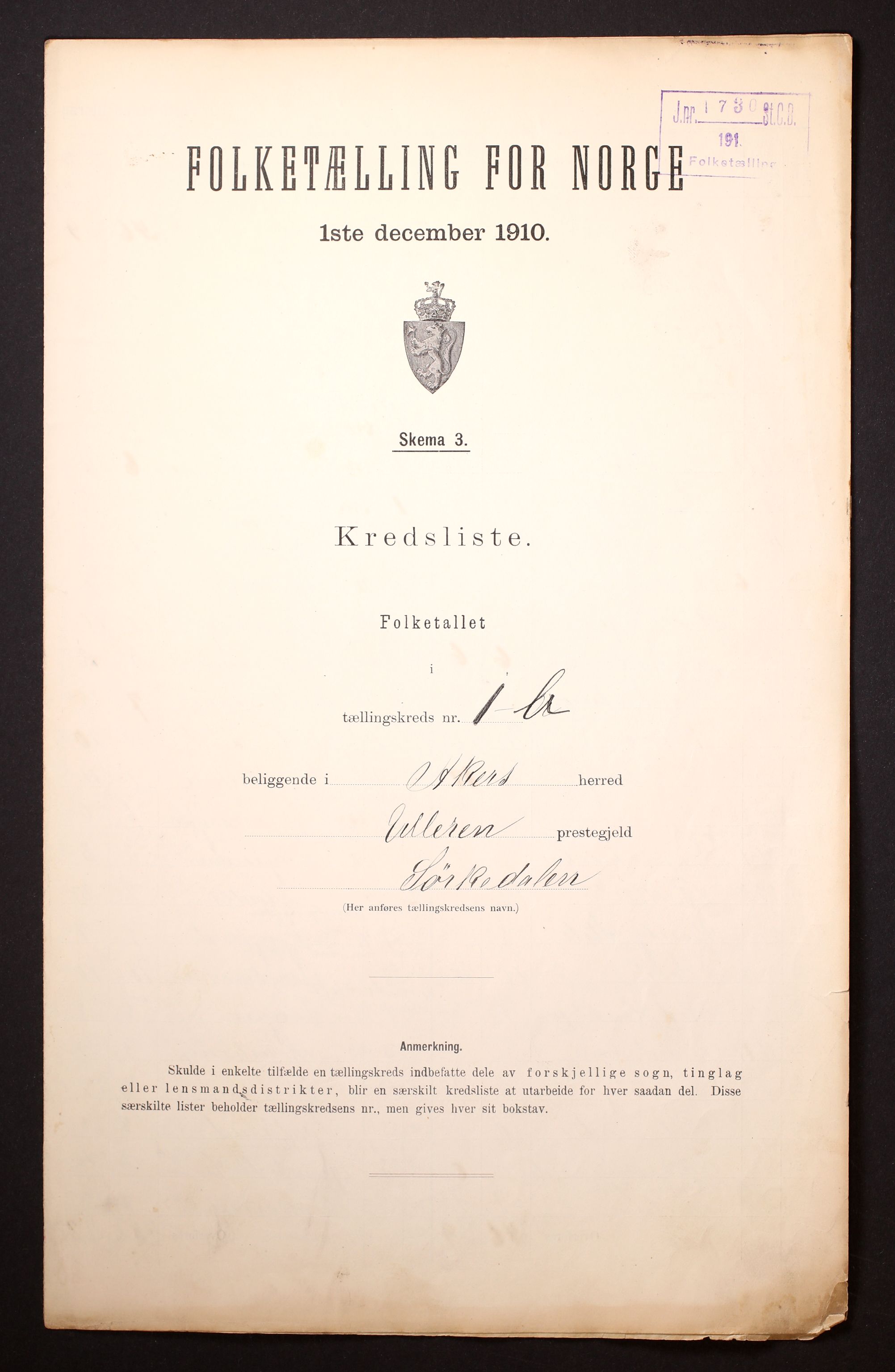 RA, Folketelling 1910 for 0218 Aker herred, 1910, s. 9
