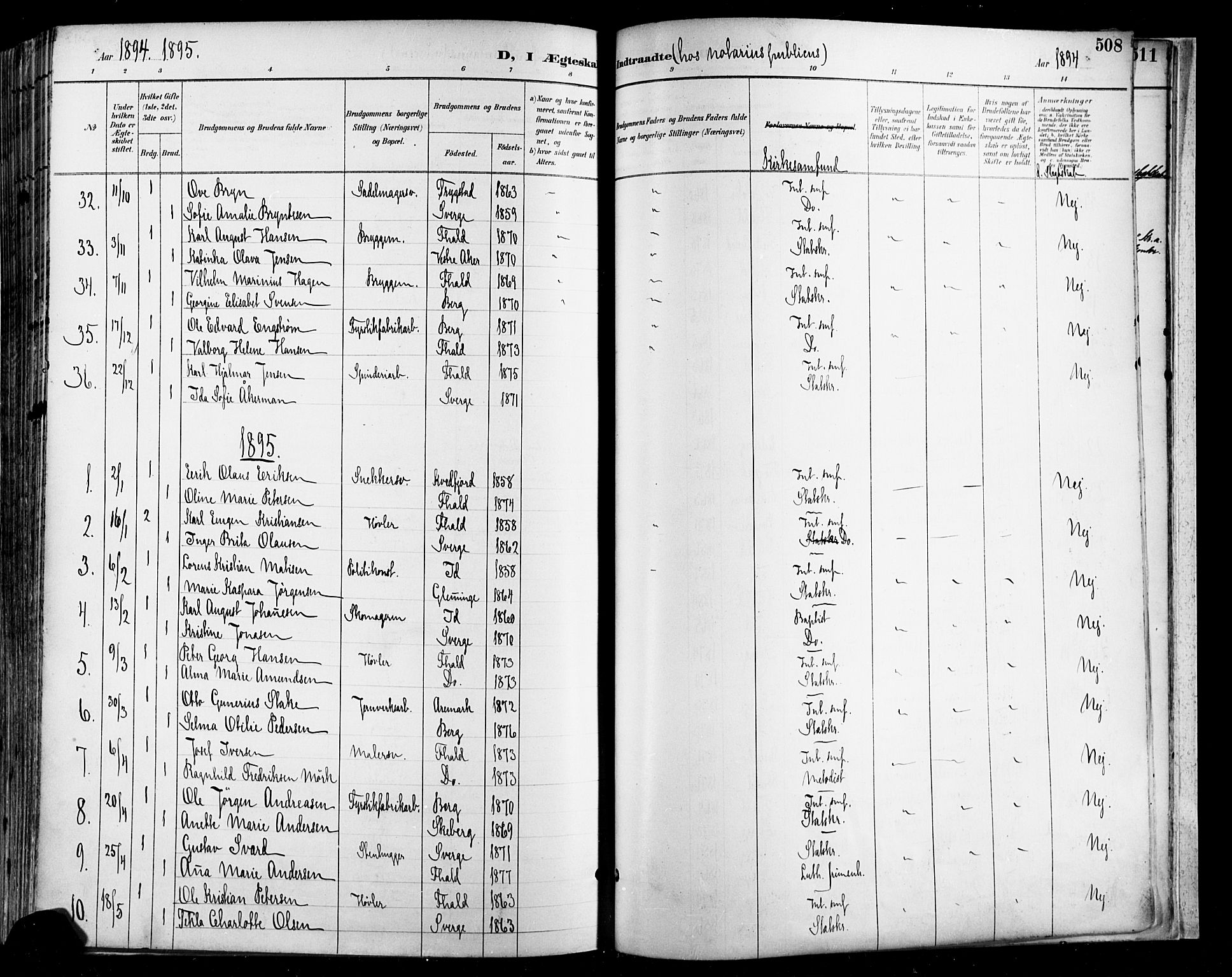 Halden prestekontor Kirkebøker, SAO/A-10909/F/Fa/L0013: Ministerialbok nr. I 13, 1890-1906, s. 508