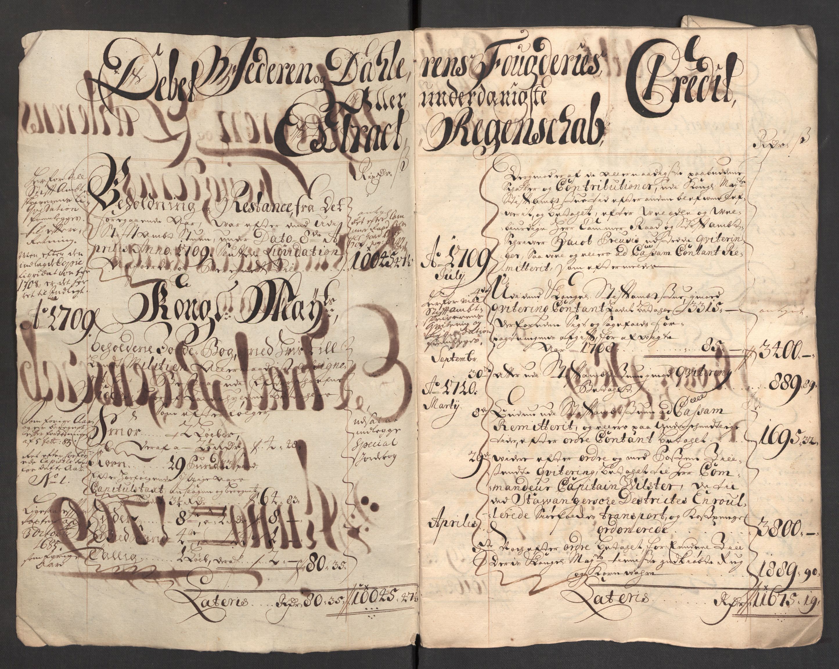 Rentekammeret inntil 1814, Reviderte regnskaper, Fogderegnskap, RA/EA-4092/R46/L2734: Fogderegnskap Jæren og Dalane, 1709-1710, s. 5