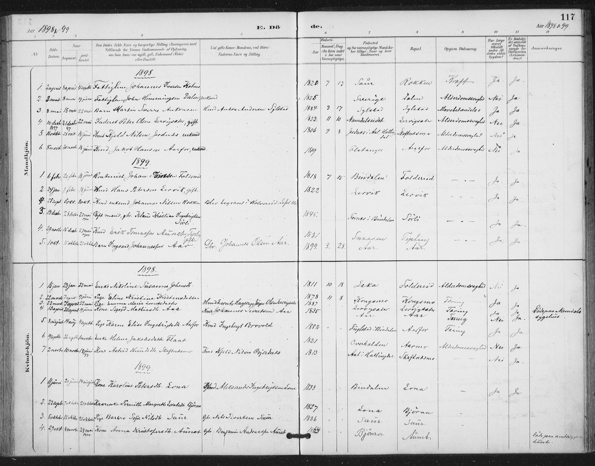 Ministerialprotokoller, klokkerbøker og fødselsregistre - Nord-Trøndelag, SAT/A-1458/783/L0660: Ministerialbok nr. 783A02, 1886-1918, s. 117
