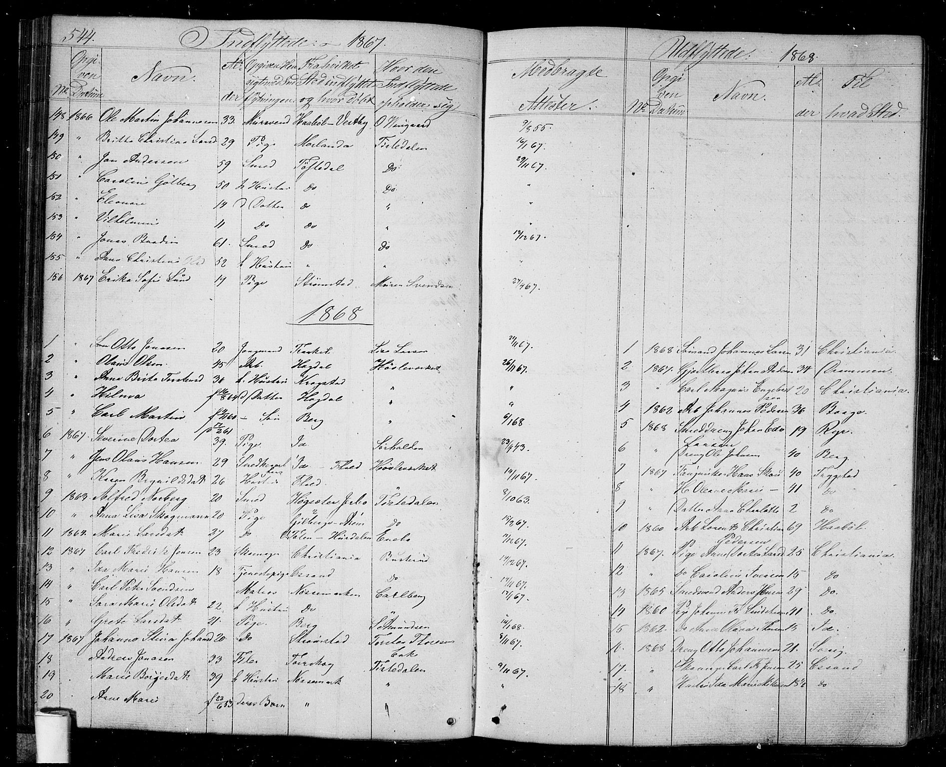 Halden prestekontor Kirkebøker, AV/SAO-A-10909/G/Ga/L0005b: Klokkerbok nr. 5B, 1864-1868, s. 544