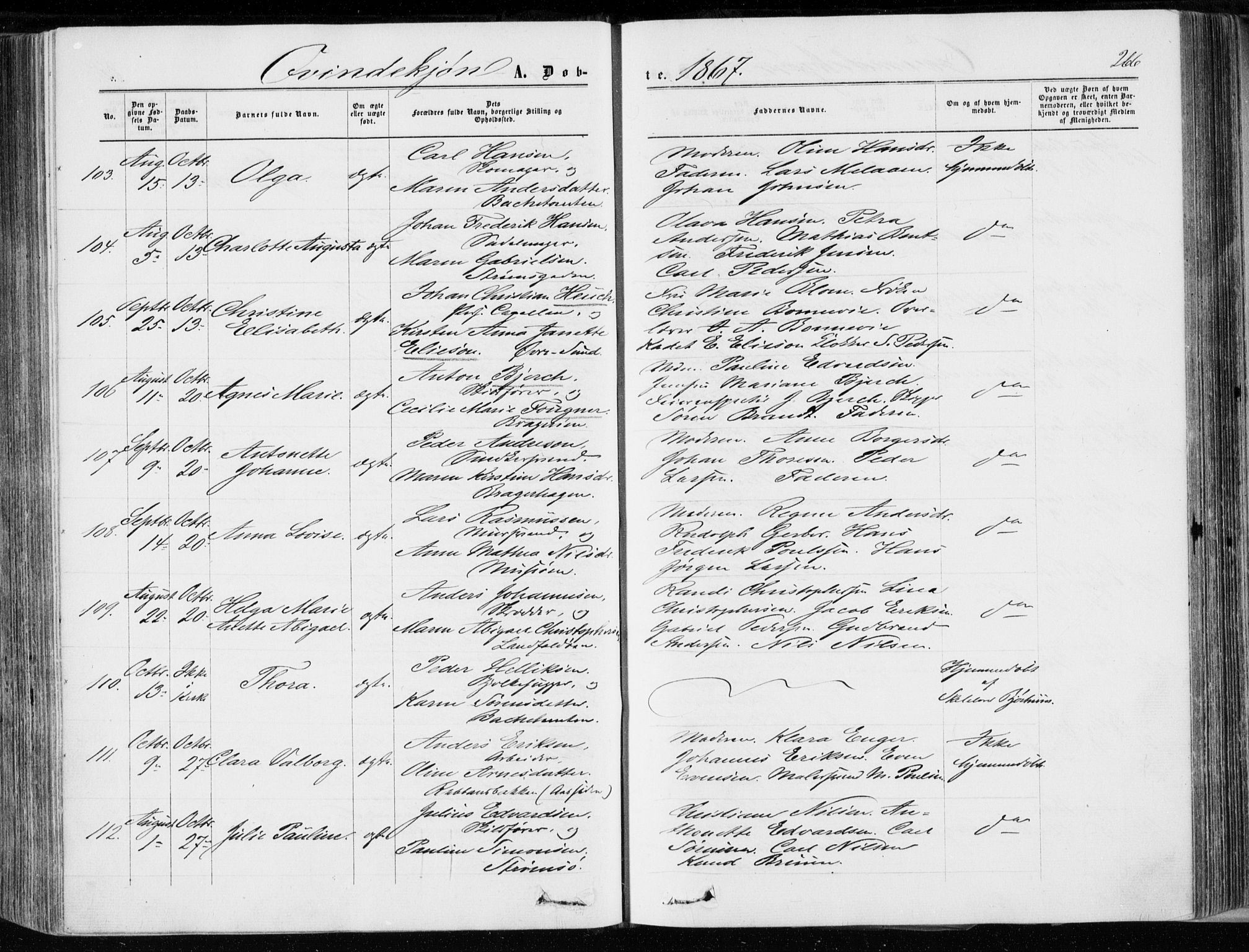 Bragernes kirkebøker, AV/SAKO-A-6/F/Fb/L0003: Ministerialbok nr. II 3, 1860-1868, s. 266