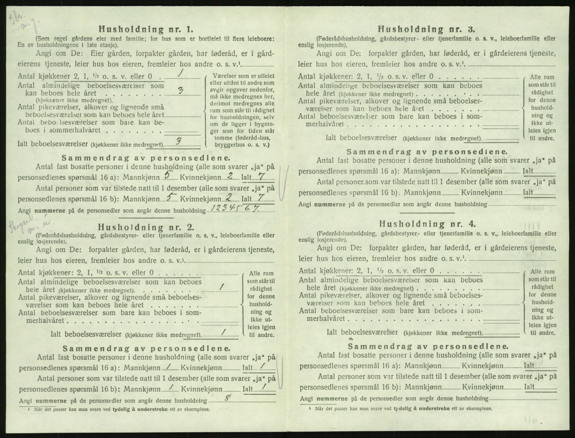 SAK, Folketelling 1920 for 0936 Hornnes herred, 1920, s. 380