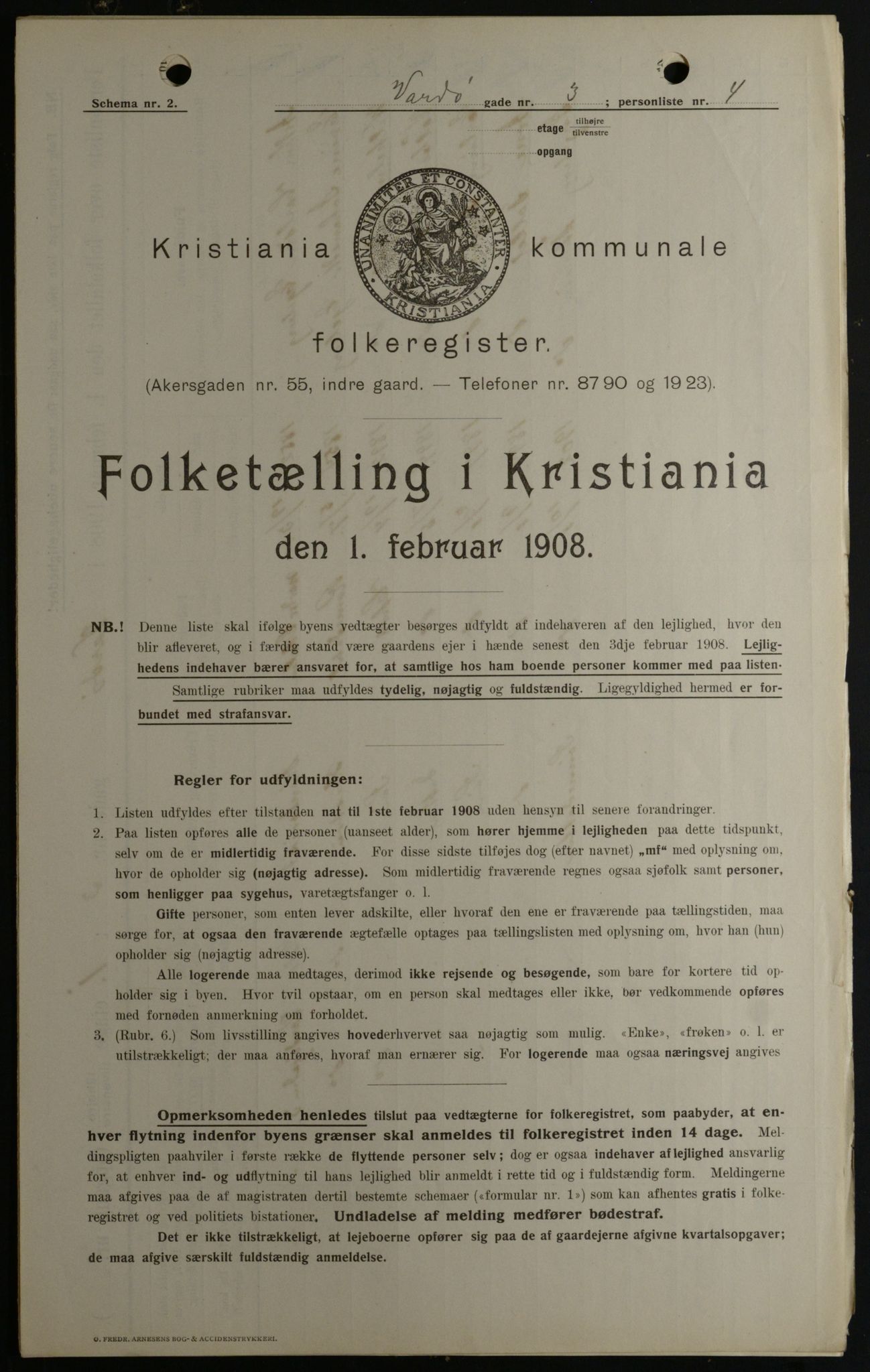 OBA, Kommunal folketelling 1.2.1908 for Kristiania kjøpstad, 1908, s. 109398