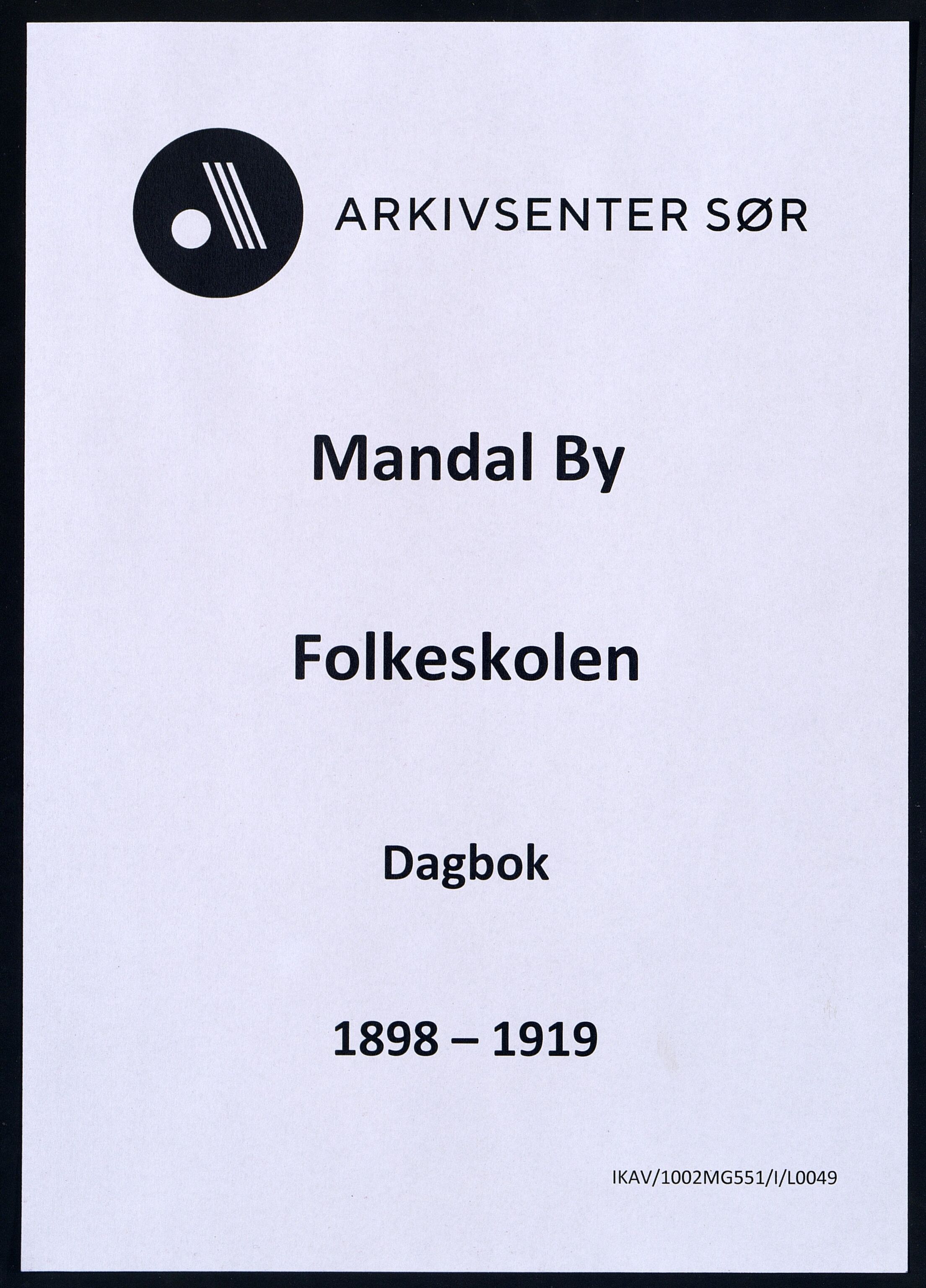 Mandal By - Mandal Allmueskole/Folkeskole/Skole, ARKSOR/1002MG551/I/L0049: Dagbok, 1898-1919