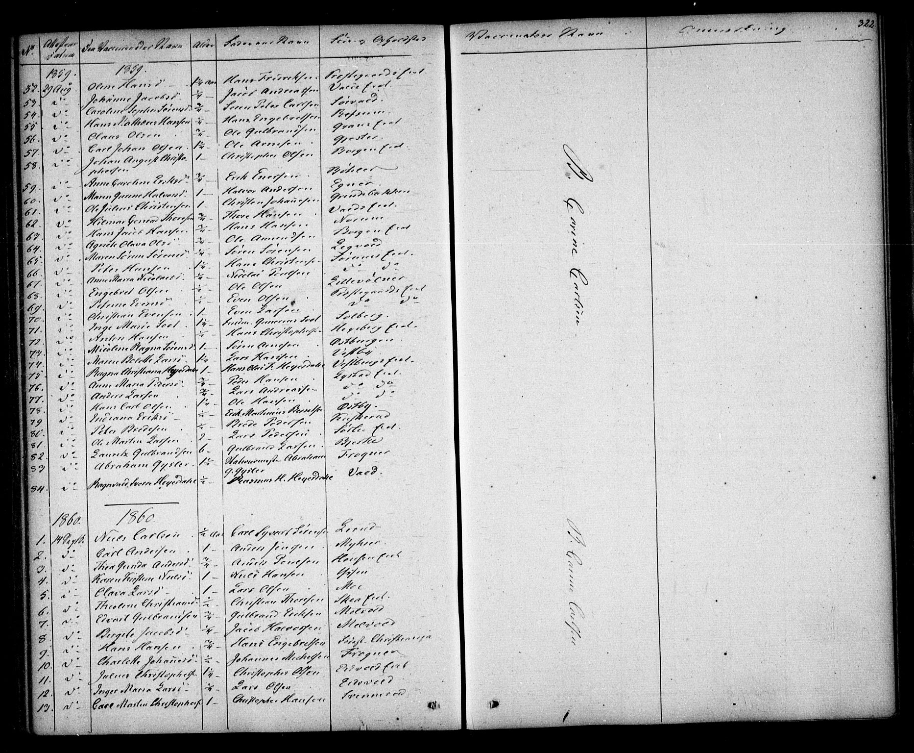 Sørum prestekontor Kirkebøker, SAO/A-10303/F/Fa/L0005: Ministerialbok nr. I 5, 1846-1863, s. 322