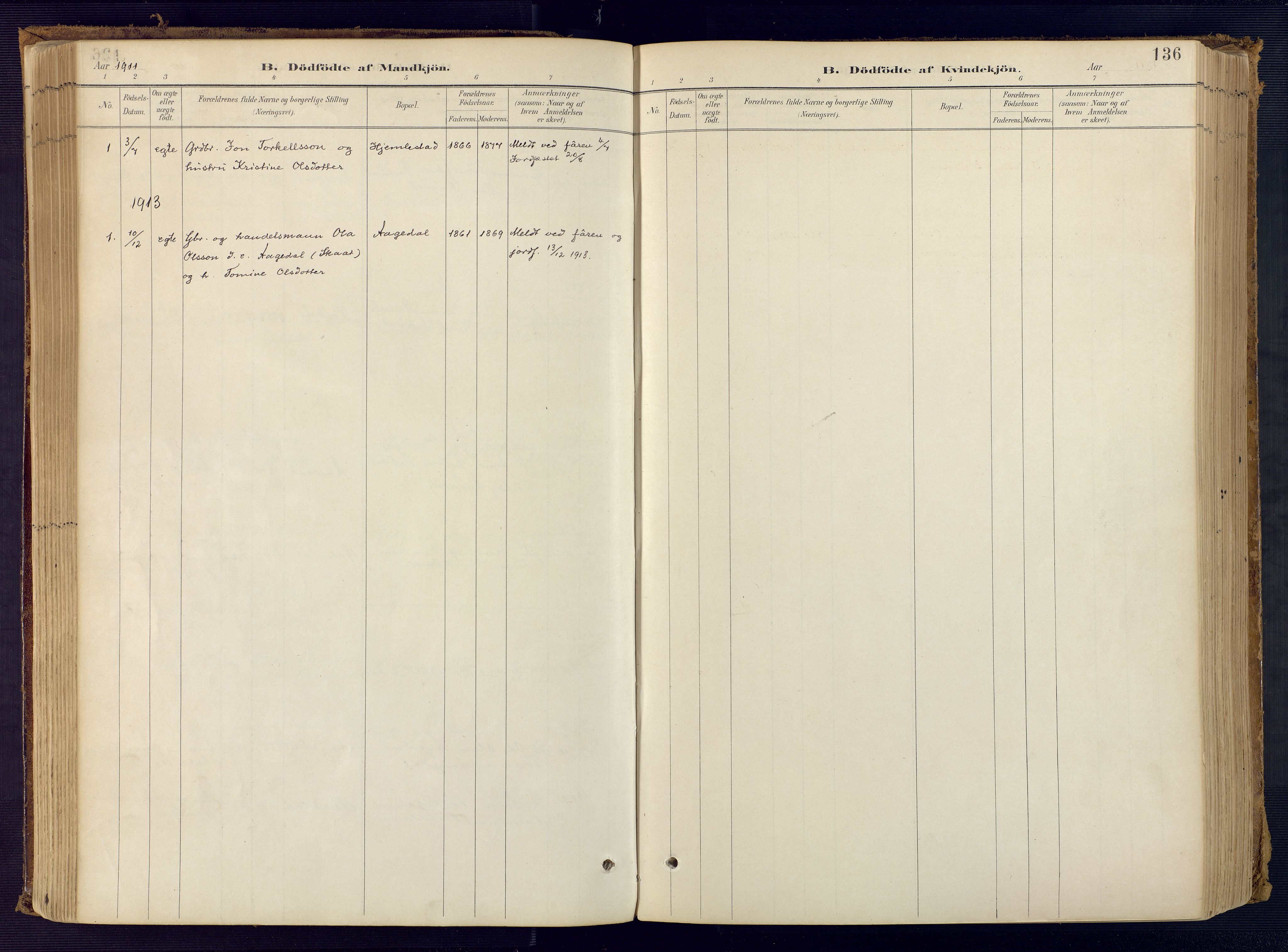 Bjelland sokneprestkontor, SAK/1111-0005/F/Fa/Faa/L0004: Ministerialbok nr. A 4, 1887-1923, s. 136