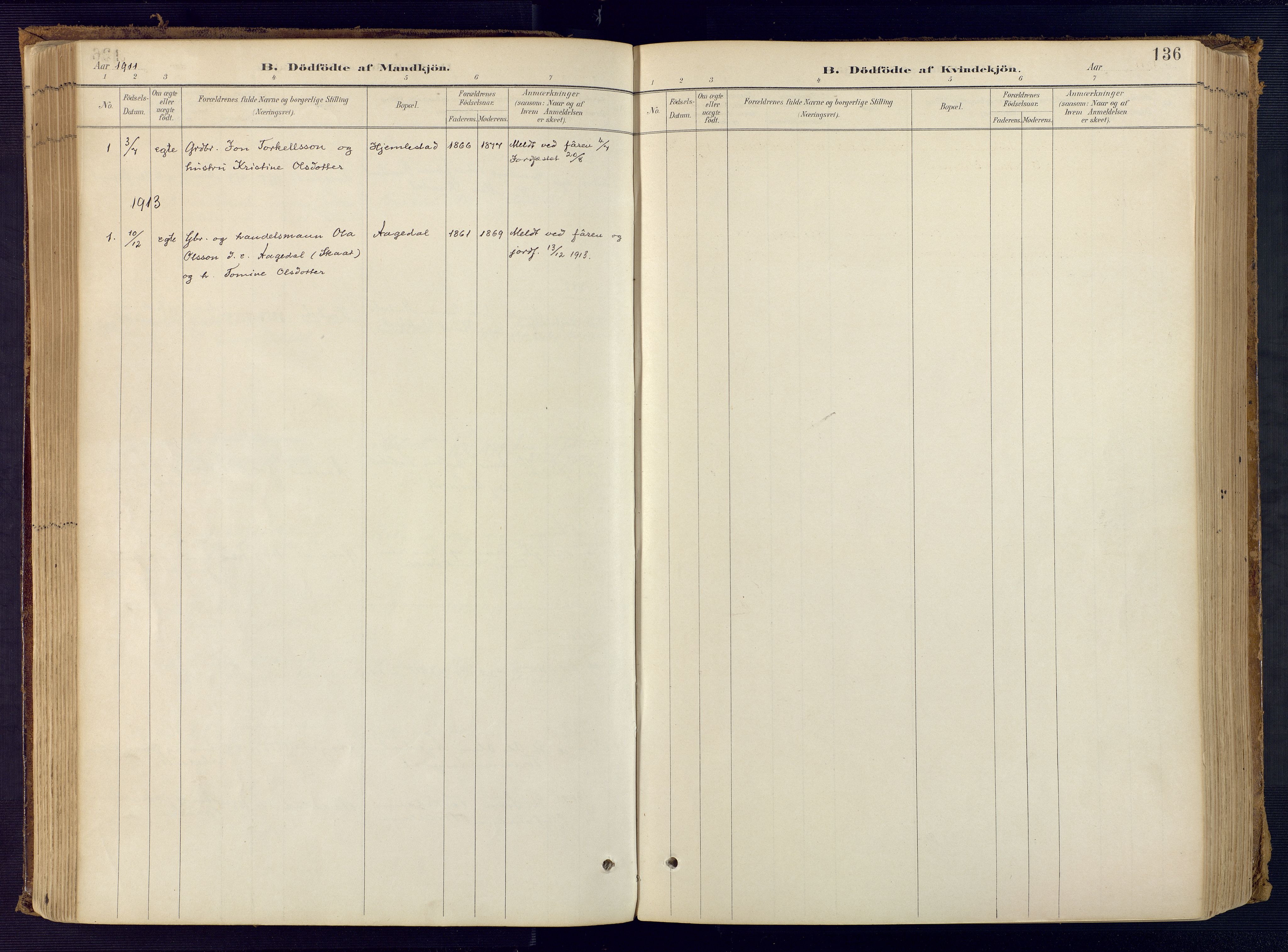 Bjelland sokneprestkontor, AV/SAK-1111-0005/F/Fa/Faa/L0004: Ministerialbok nr. A 4, 1887-1923, s. 136