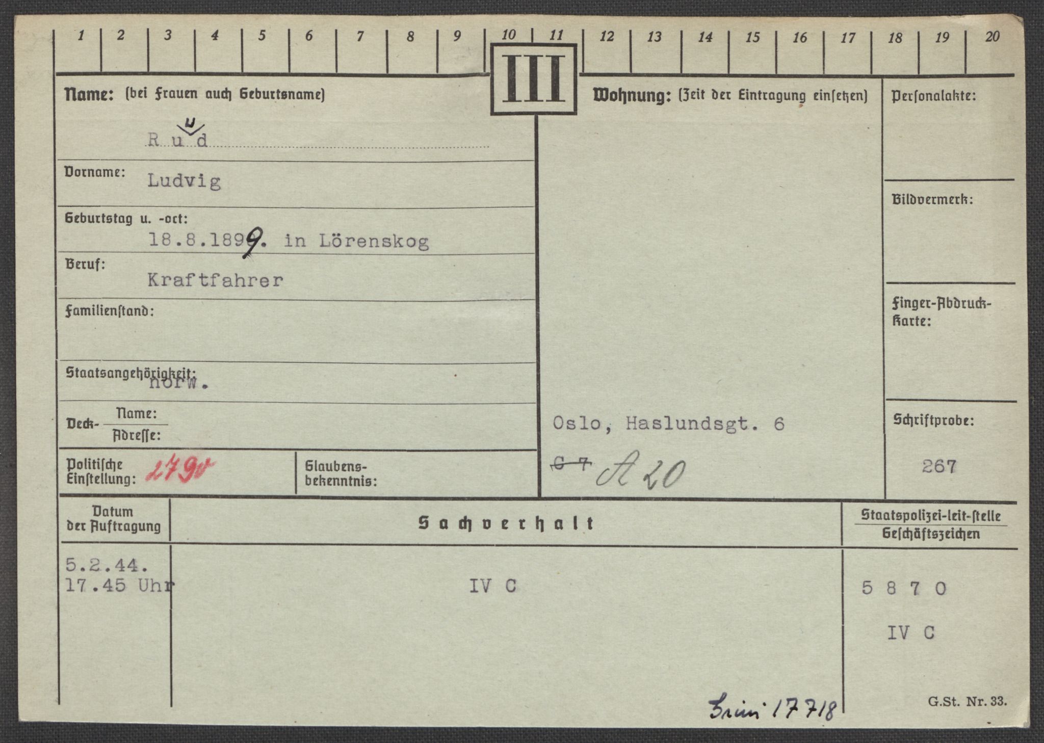 Befehlshaber der Sicherheitspolizei und des SD, AV/RA-RAFA-5969/E/Ea/Eaa/L0009: Register over norske fanger i Møllergata 19: Ru-Sy, 1940-1945, s. 80