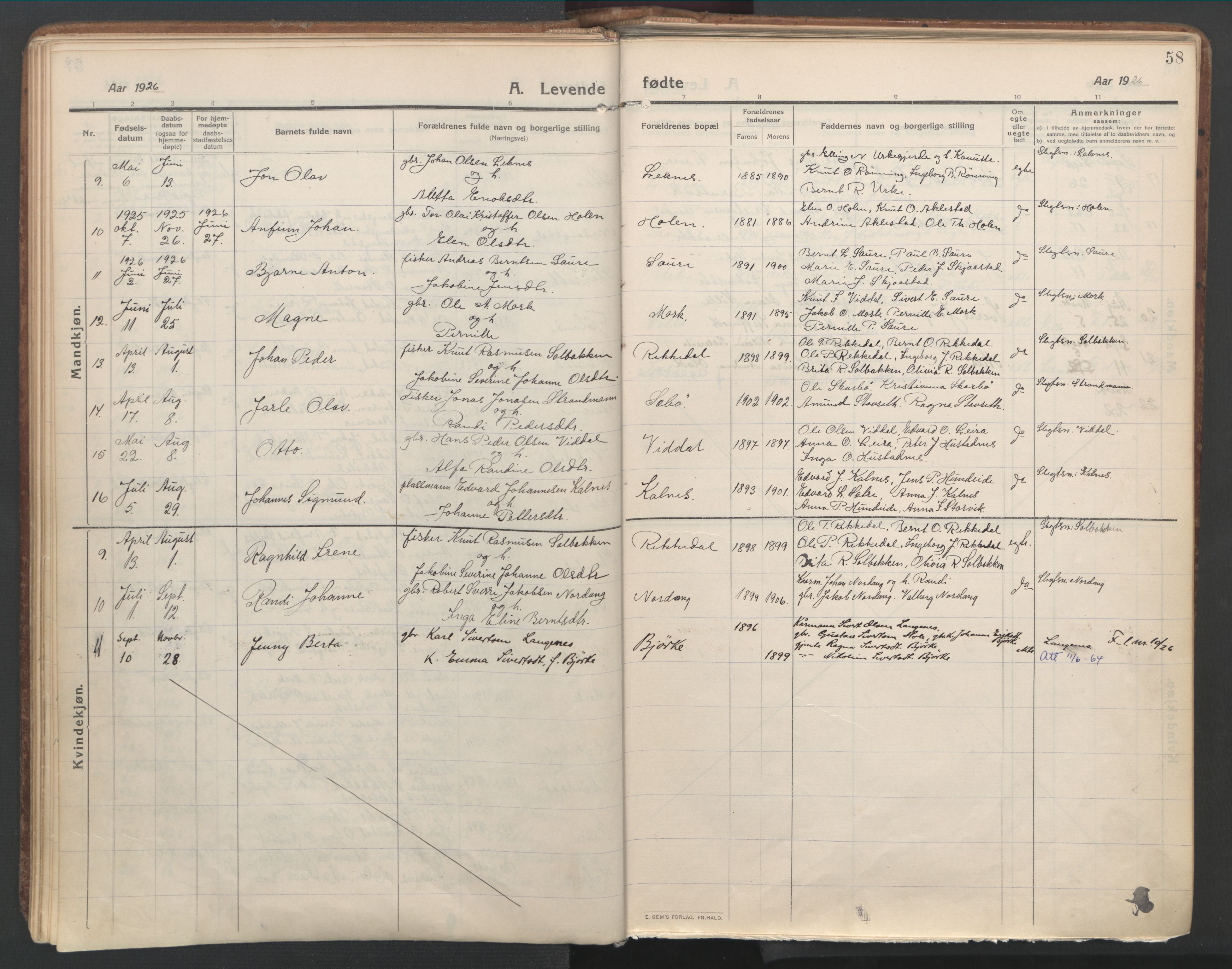 Ministerialprotokoller, klokkerbøker og fødselsregistre - Møre og Romsdal, AV/SAT-A-1454/515/L0212: Ministerialbok nr. 515A08, 1911-1935, s. 58