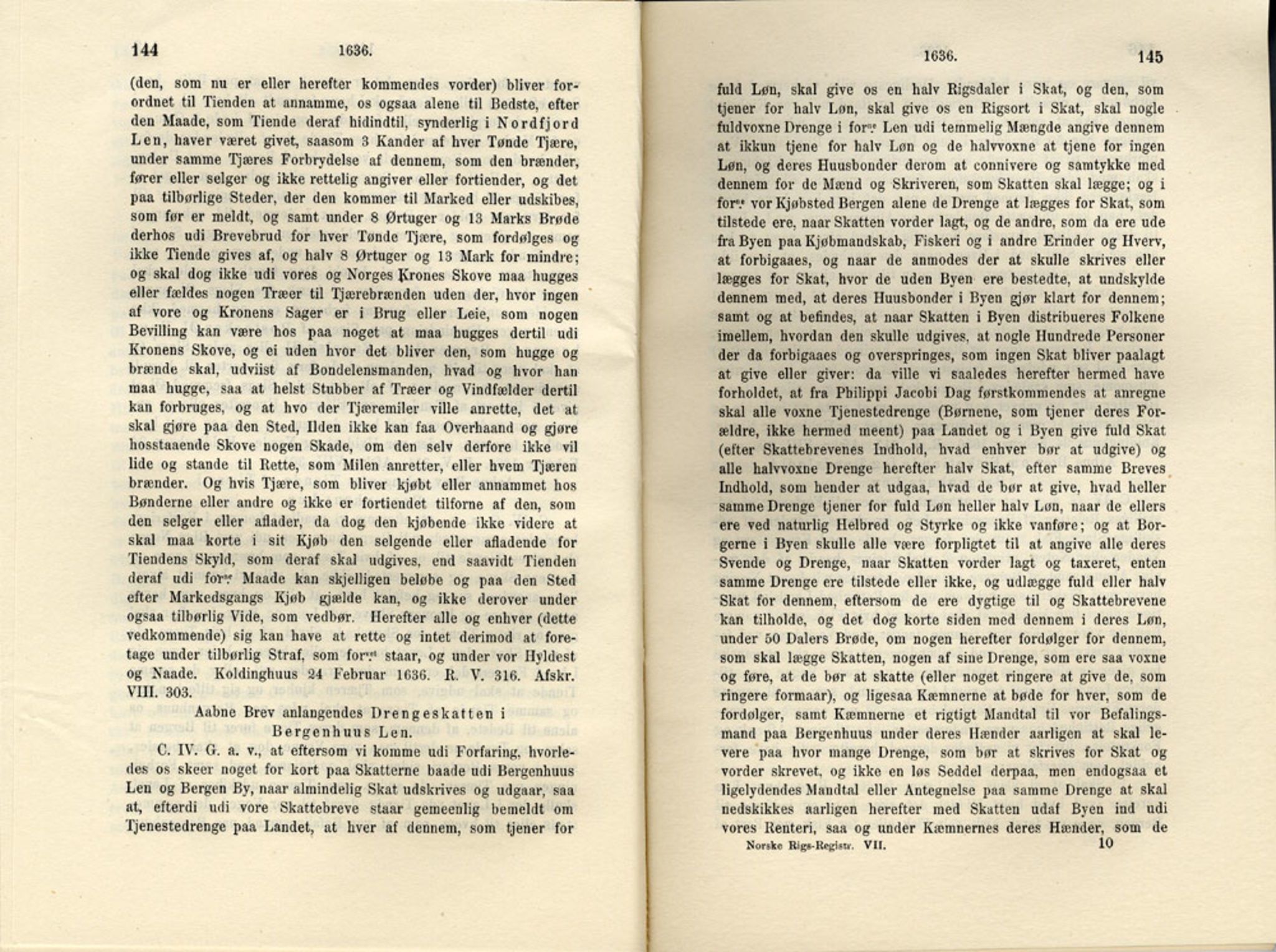Publikasjoner utgitt av Det Norske Historiske Kildeskriftfond, PUBL/-/-/-: Norske Rigs-Registranter, bind 7, 1635-1640, s. 144-145