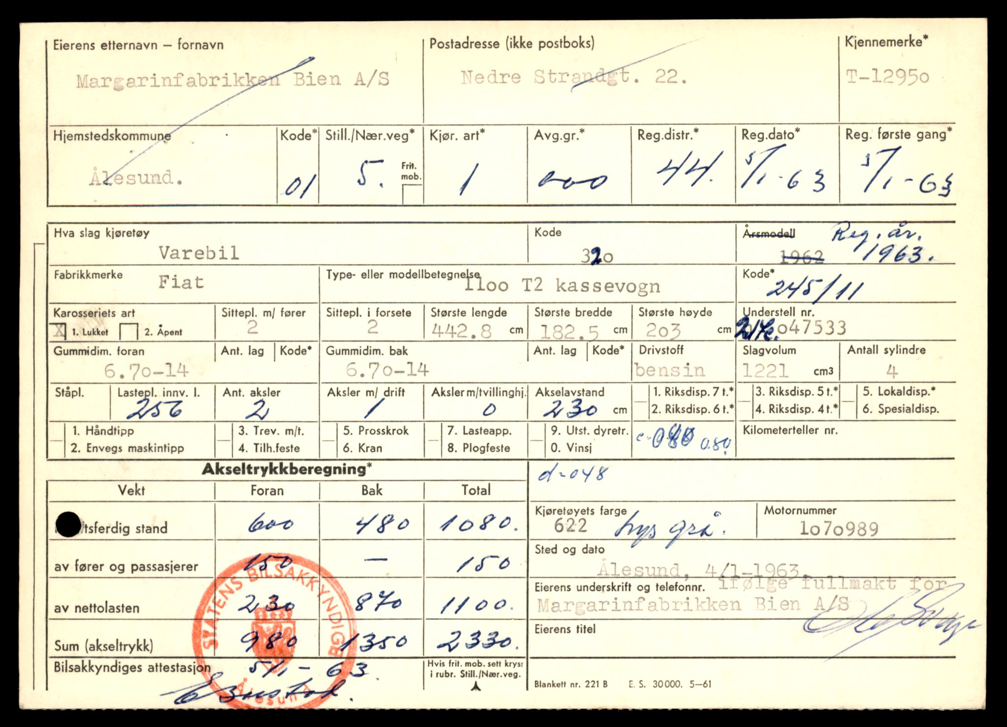Møre og Romsdal vegkontor - Ålesund trafikkstasjon, AV/SAT-A-4099/F/Fe/L0036: Registreringskort for kjøretøy T 12831 - T 13030, 1927-1998, s. 1831
