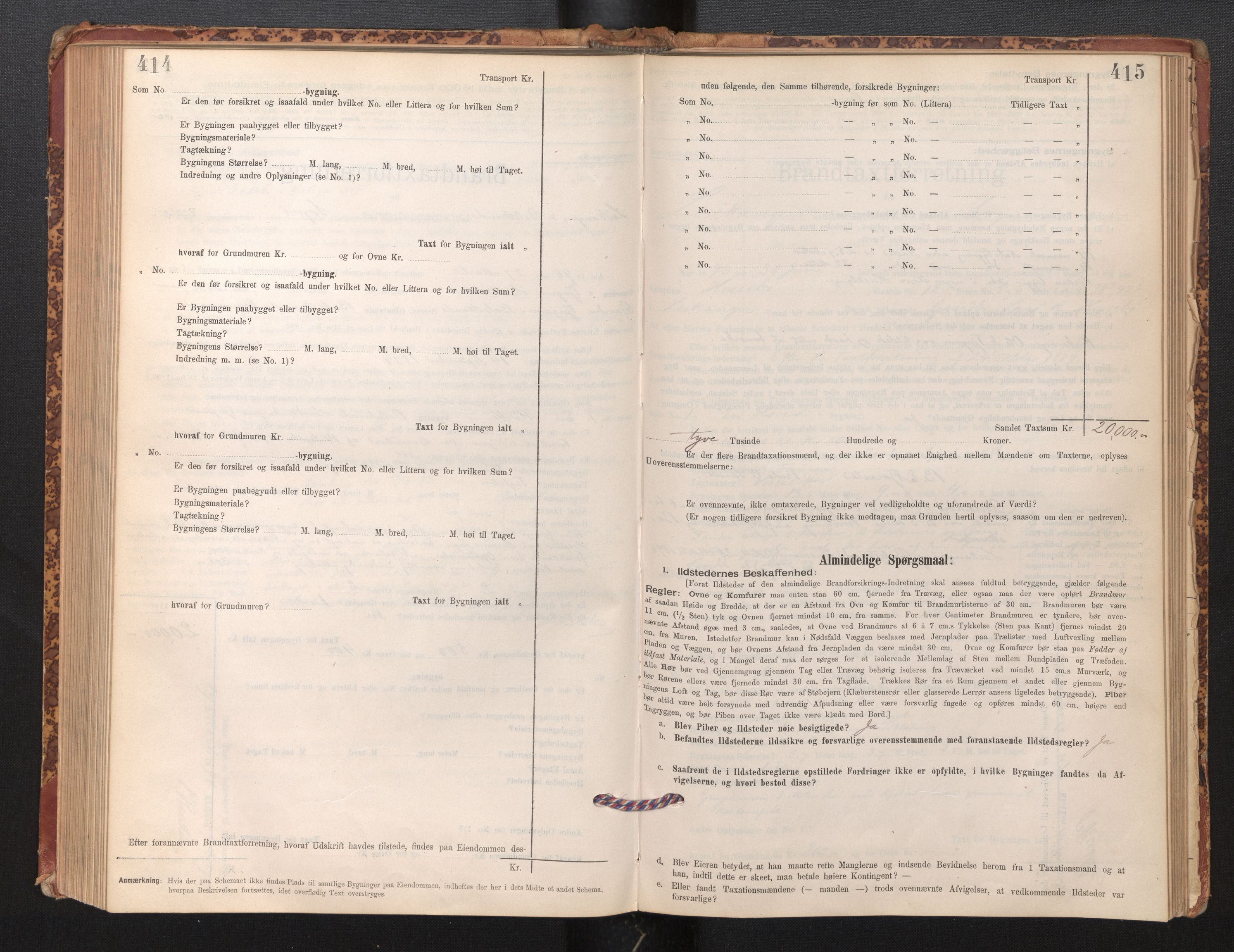 Lensmannen i Leikanger, AV/SAB-A-29201/0012/L0004: Branntakstprotokoll, skjematakst, 1894-1903, s. 414-415