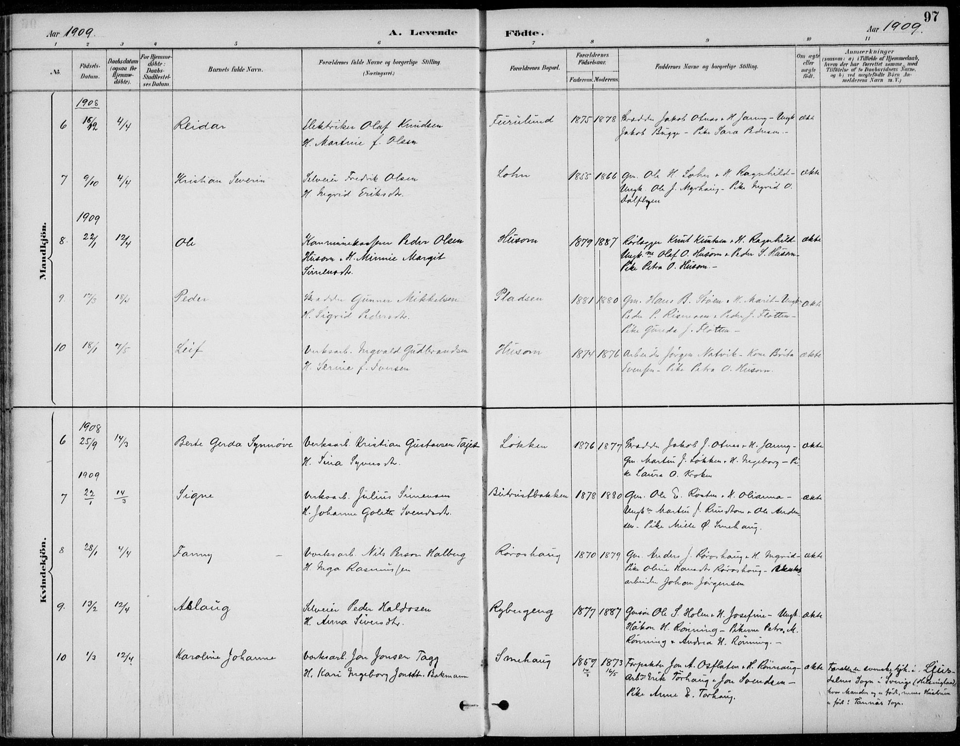 Alvdal prestekontor, SAH/PREST-060/H/Ha/Haa/L0003: Ministerialbok nr. 3, 1886-1912, s. 97