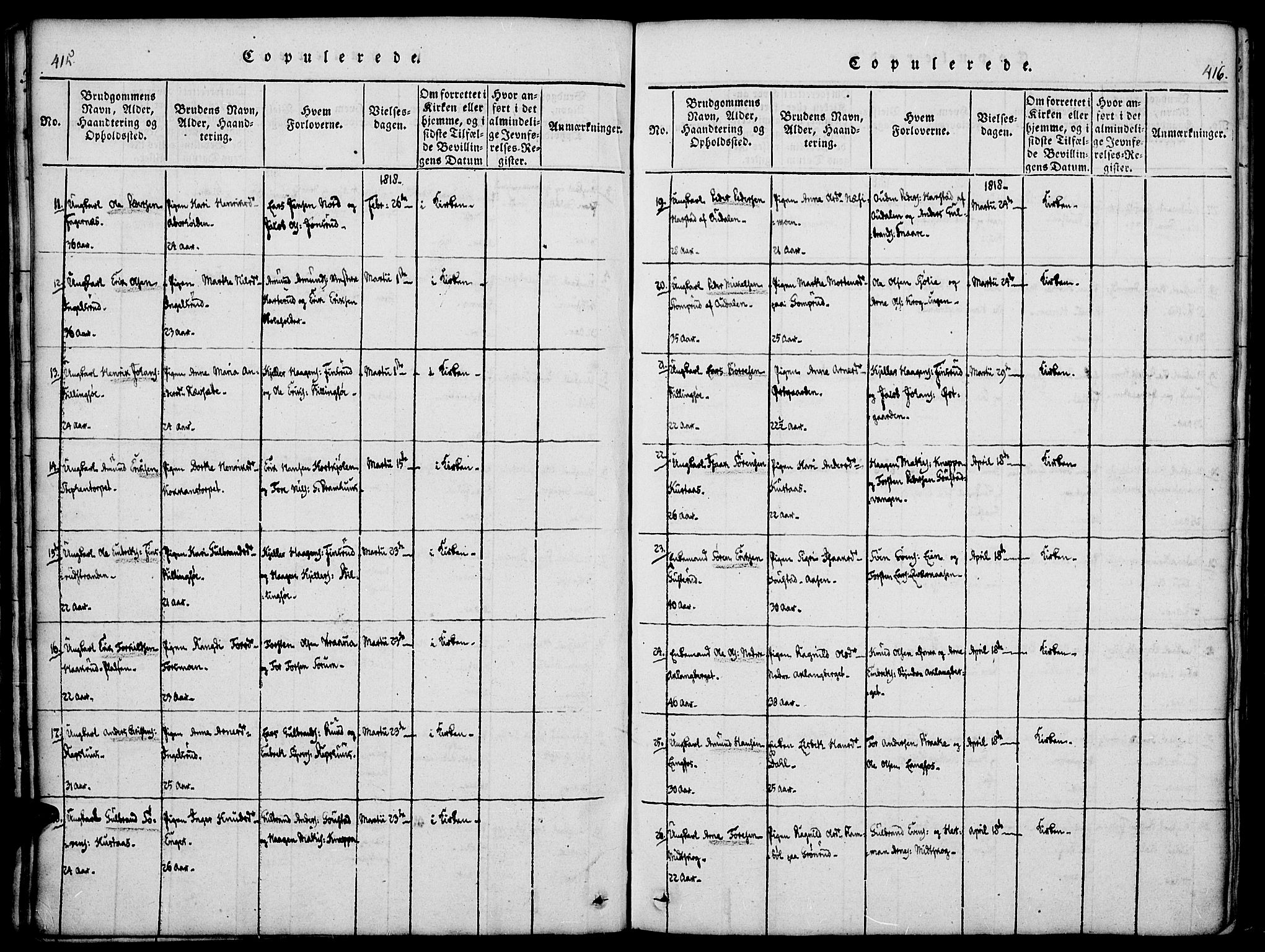 Vinger prestekontor, SAH/PREST-024/H/Ha/Haa/L0006: Ministerialbok nr. 6, 1814-1825, s. 415-416