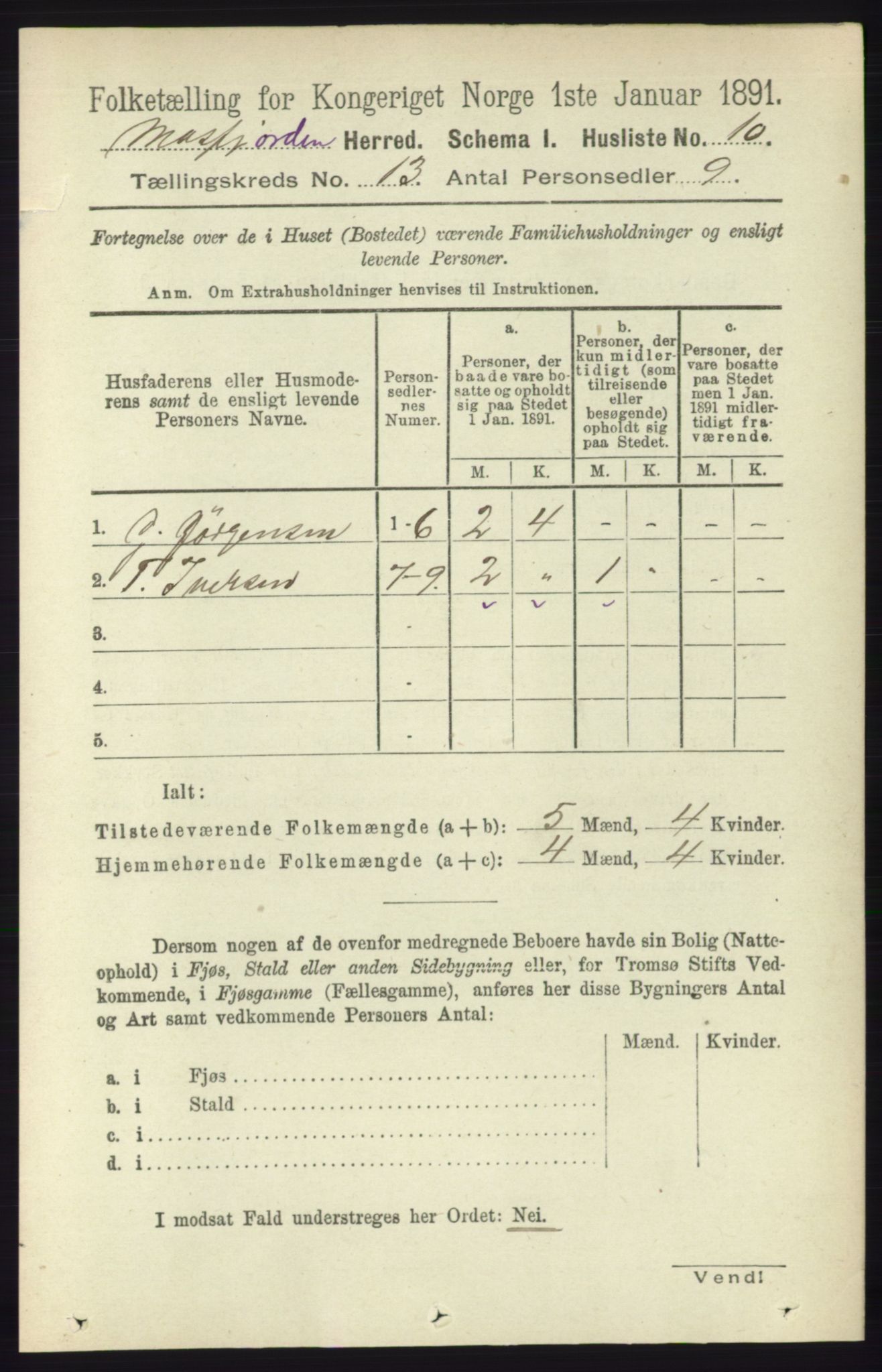 RA, Folketelling 1891 for 1266 Masfjorden herred, 1891, s. 2612