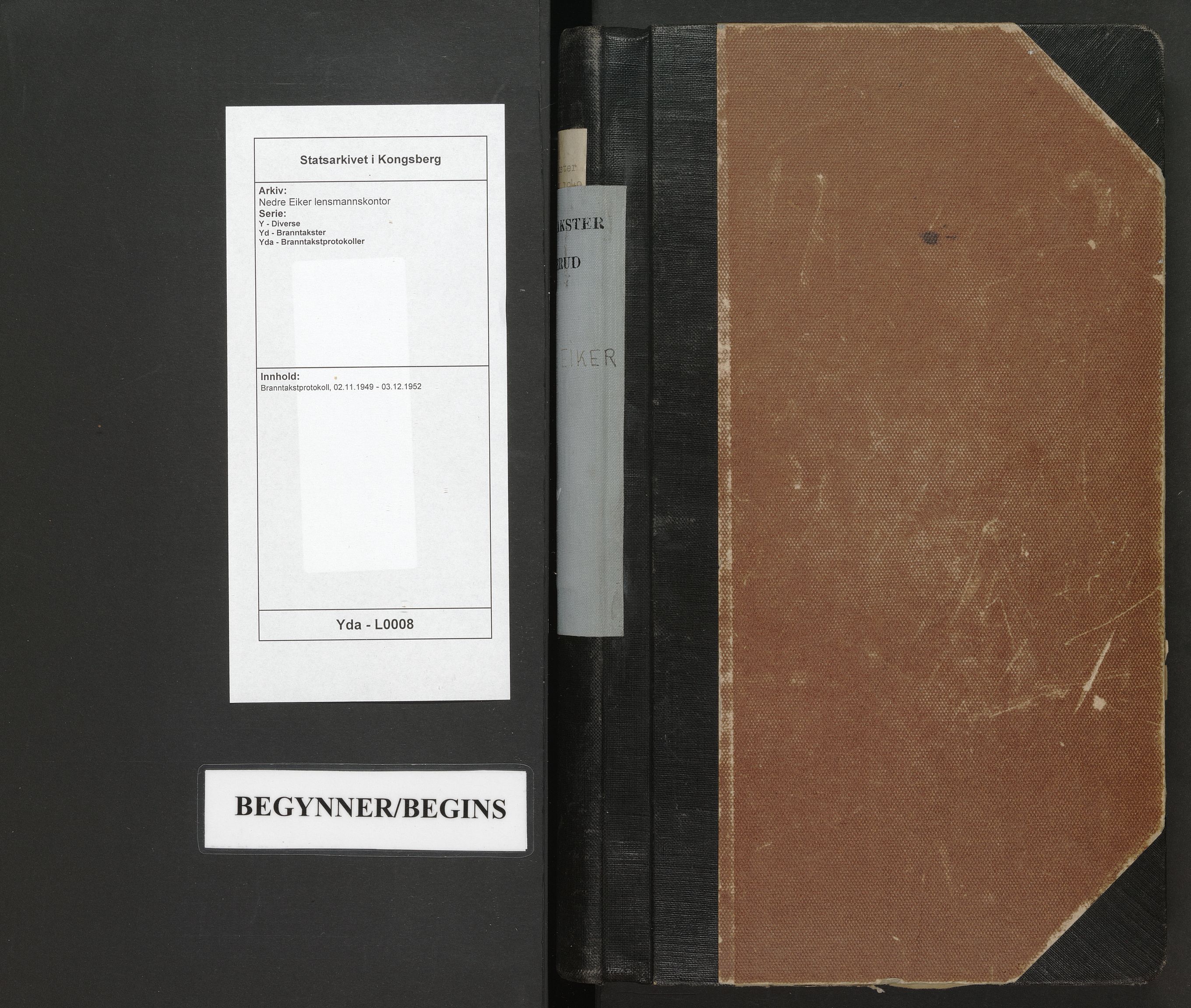 Nedre Eiker lensmannskontor, AV/SAKO-A-530/Y/Yd/Yda/L0008: Branntakstprotokoll, 1949-1952
