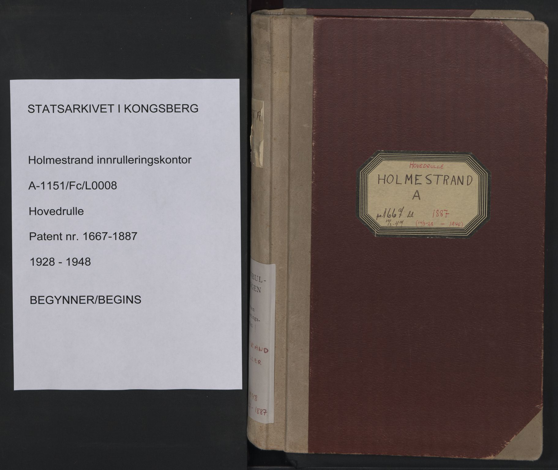 Holmestrand innrulleringskontor, SAKO/A-1151/F/Fc/L0008: Hovedrulle, 1928-1948