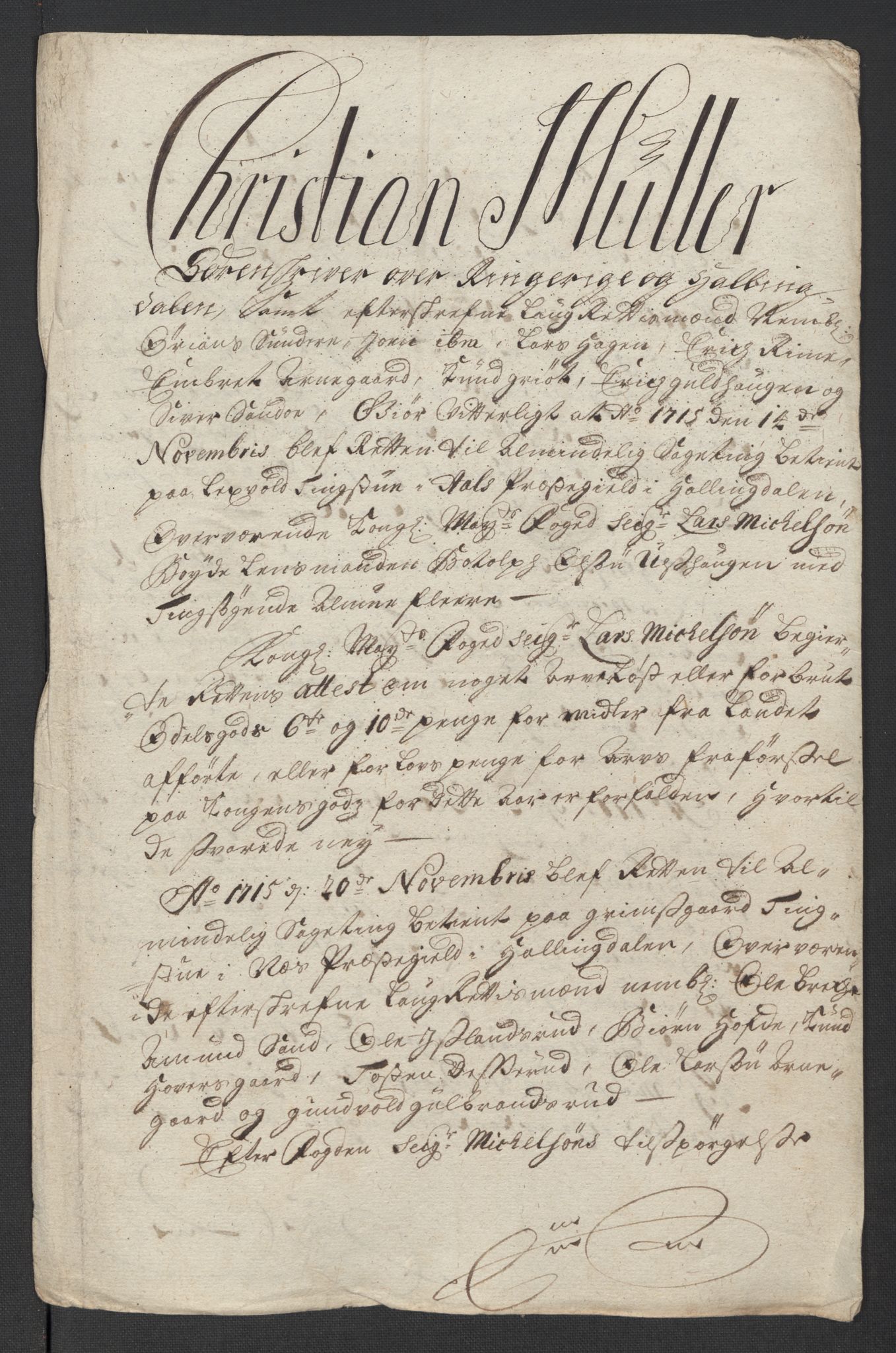 Rentekammeret inntil 1814, Reviderte regnskaper, Fogderegnskap, AV/RA-EA-4092/R23/L1473: Fogderegnskap Ringerike og Hallingdal, 1715, s. 234