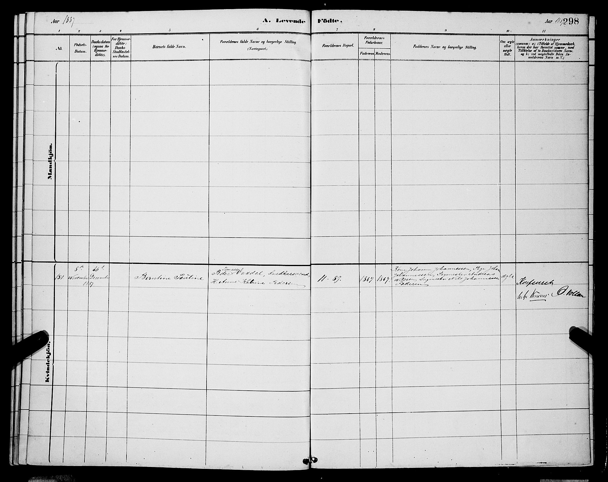 Domkirken sokneprestembete, AV/SAB-A-74801/H/Hab/L0015: Klokkerbok nr. B 8, 1879-1887, s. 298