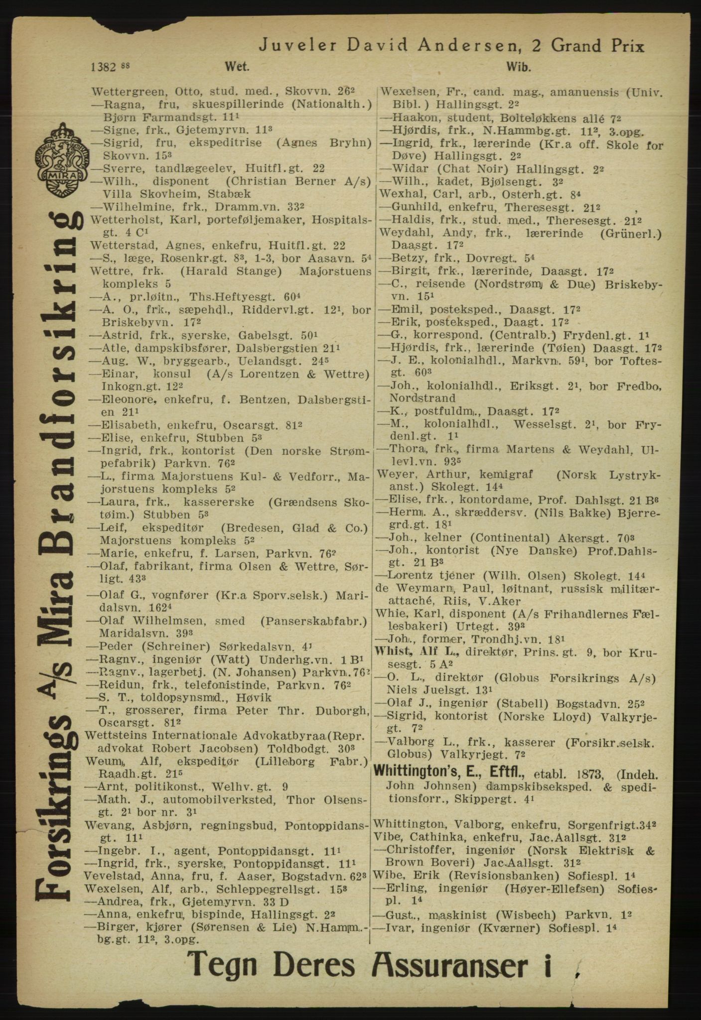 Kristiania/Oslo adressebok, PUBL/-, 1918, s. 1495