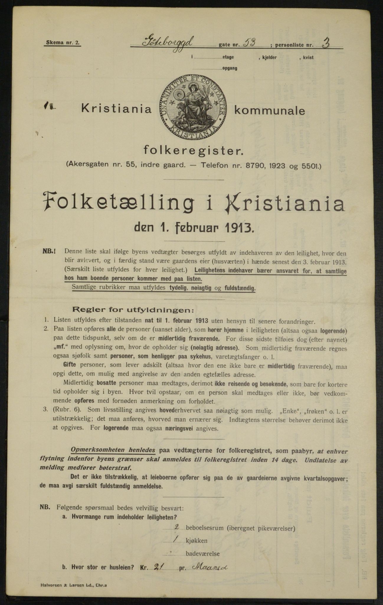 OBA, Kommunal folketelling 1.2.1913 for Kristiania, 1913, s. 33334