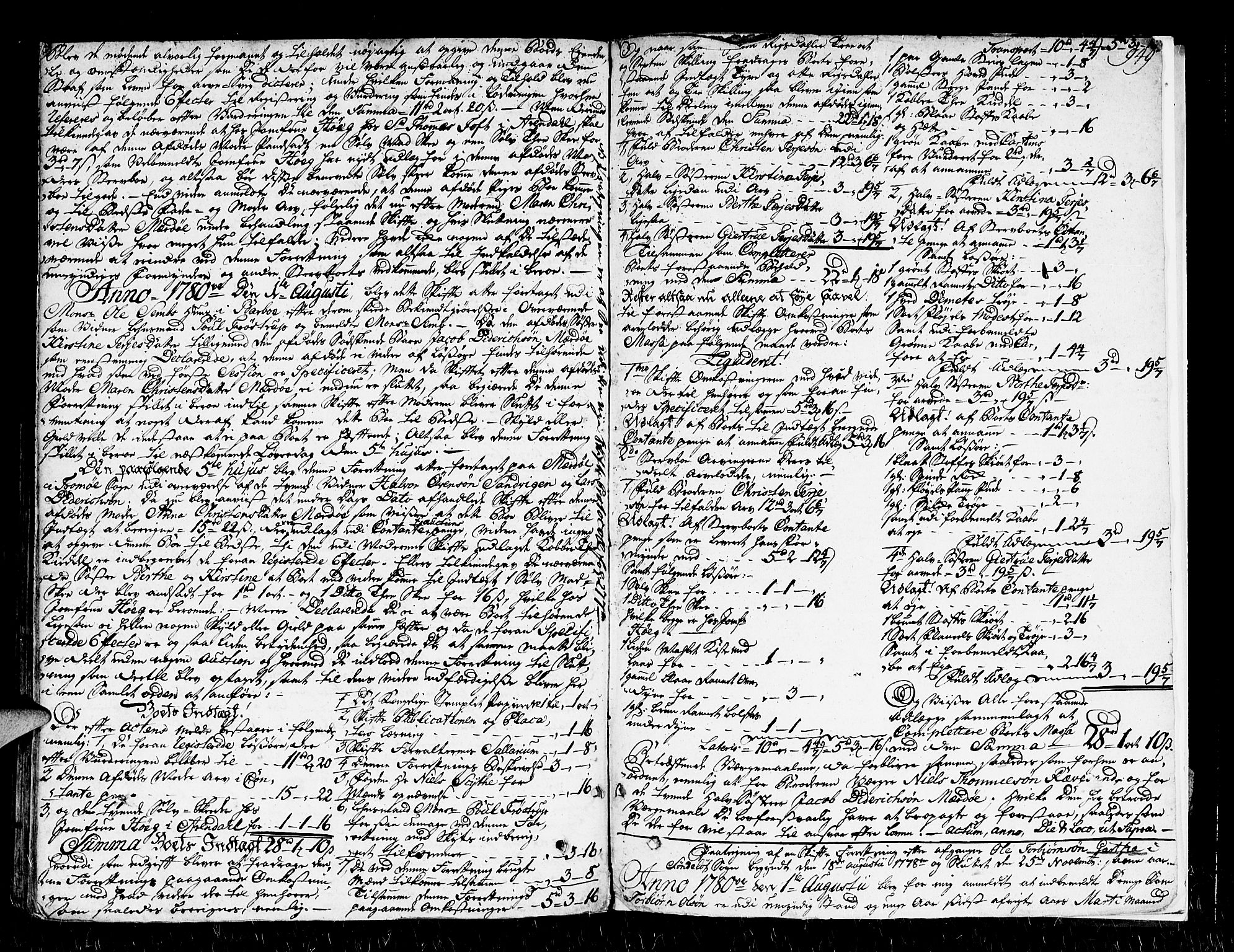 Nedenes sorenskriveri før 1824, SAK/1221-0007/H/Hc/L0035: Skifteprotokoll med register nr 23a, 1772-1780, s. 948b-949a