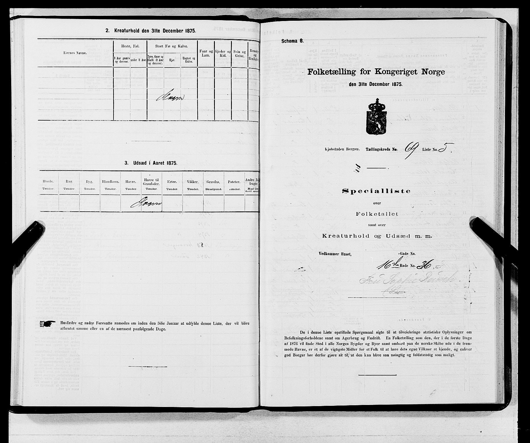 SAB, Folketelling 1875 for 1301 Bergen kjøpstad, 1875, s. 3664