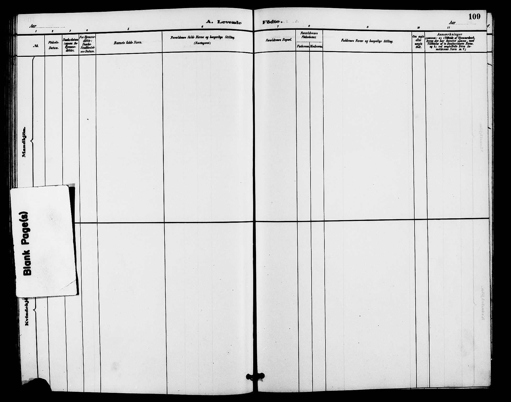 Lye sokneprestkontor, SAST/A-101794/001/30BB/L0008: Klokkerbok nr. B 7, 1887-1901, s. 109