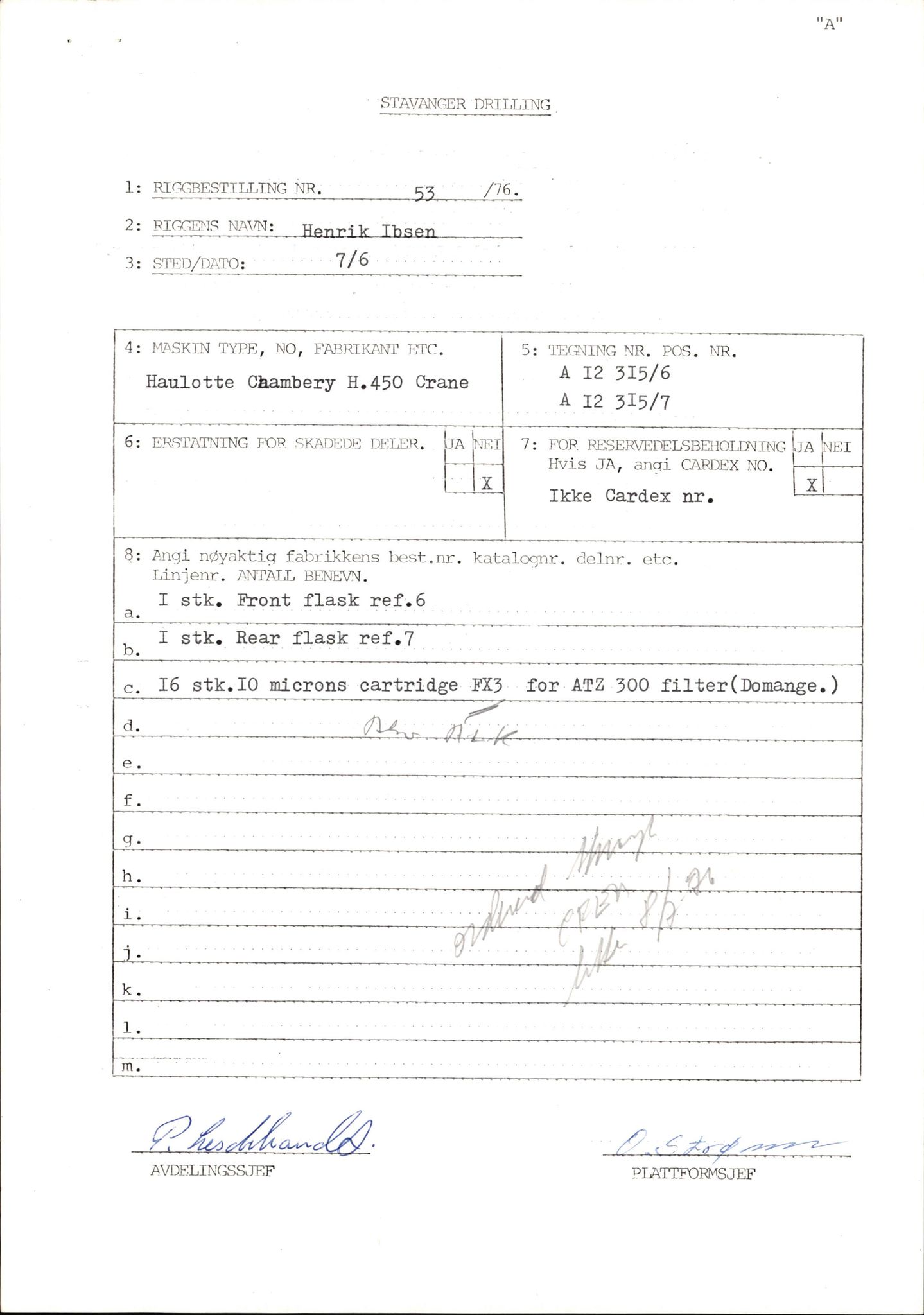 Pa 1503 - Stavanger Drilling AS, AV/SAST-A-101906/2/E/Eb/Eba/L0007: Sak og korrespondanse, 1975-1980