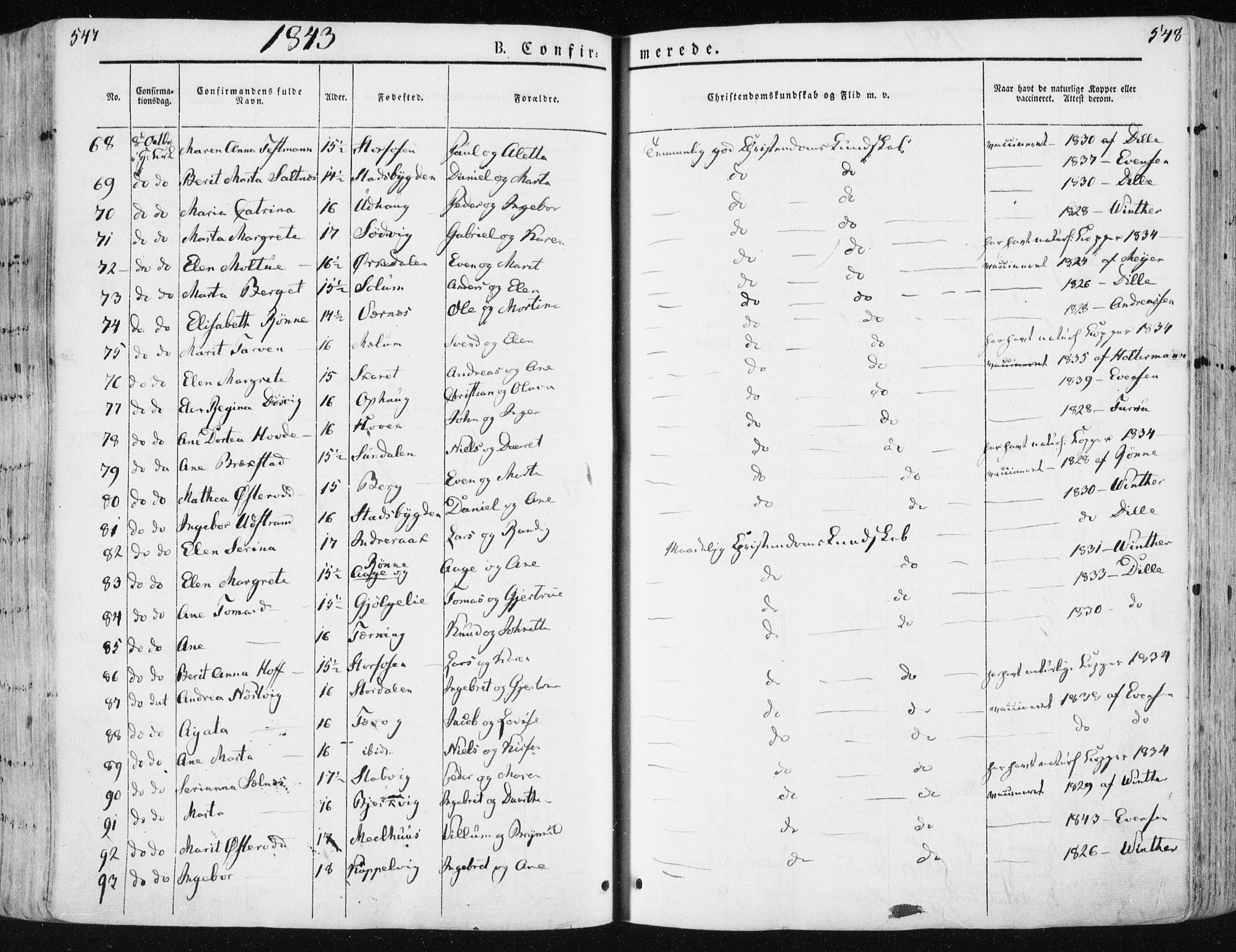 Ministerialprotokoller, klokkerbøker og fødselsregistre - Sør-Trøndelag, SAT/A-1456/659/L0736: Ministerialbok nr. 659A06, 1842-1856, s. 547-548
