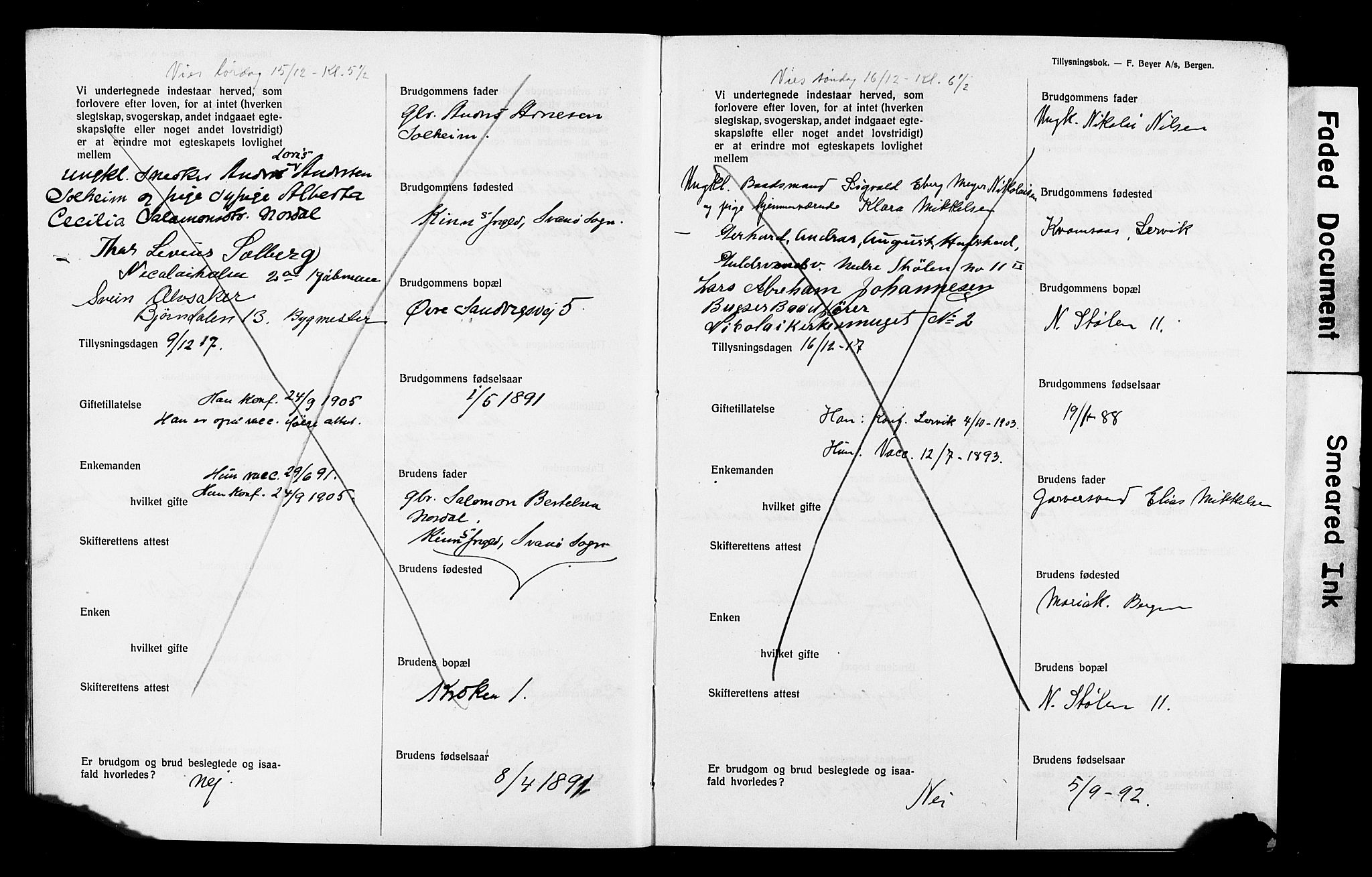 Mariakirken Sokneprestembete, SAB/A-76901: Forlovererklæringer nr. II.5.4, 1917-1918, s. 6