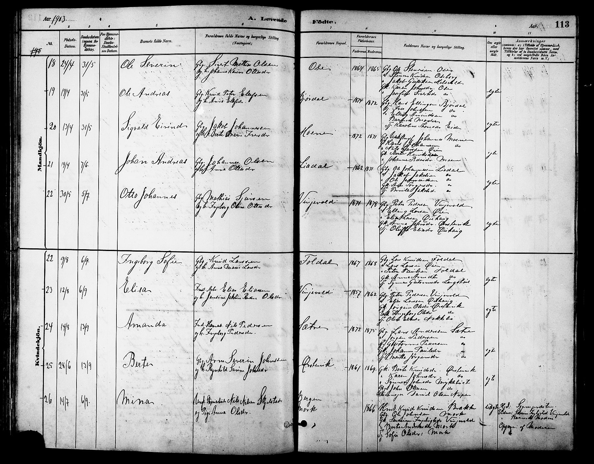 Ministerialprotokoller, klokkerbøker og fødselsregistre - Møre og Romsdal, AV/SAT-A-1454/513/L0189: Klokkerbok nr. 513C03, 1883-1904, s. 113