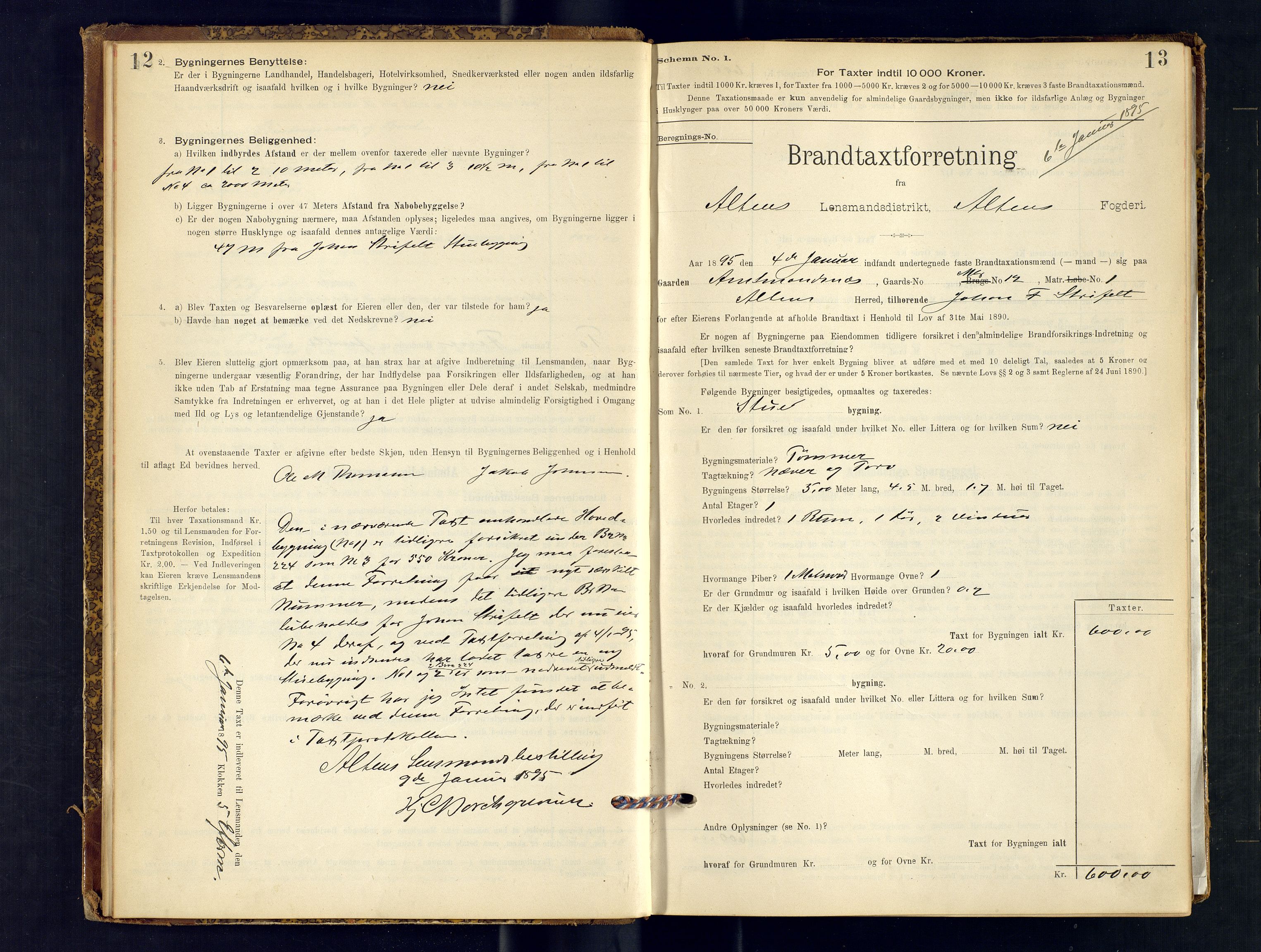 Alta lensmannskontor, AV/SATØ-S-1165/O/Ob/L0167: Branntakstprotokoll, 1894-1898, s. 12-13