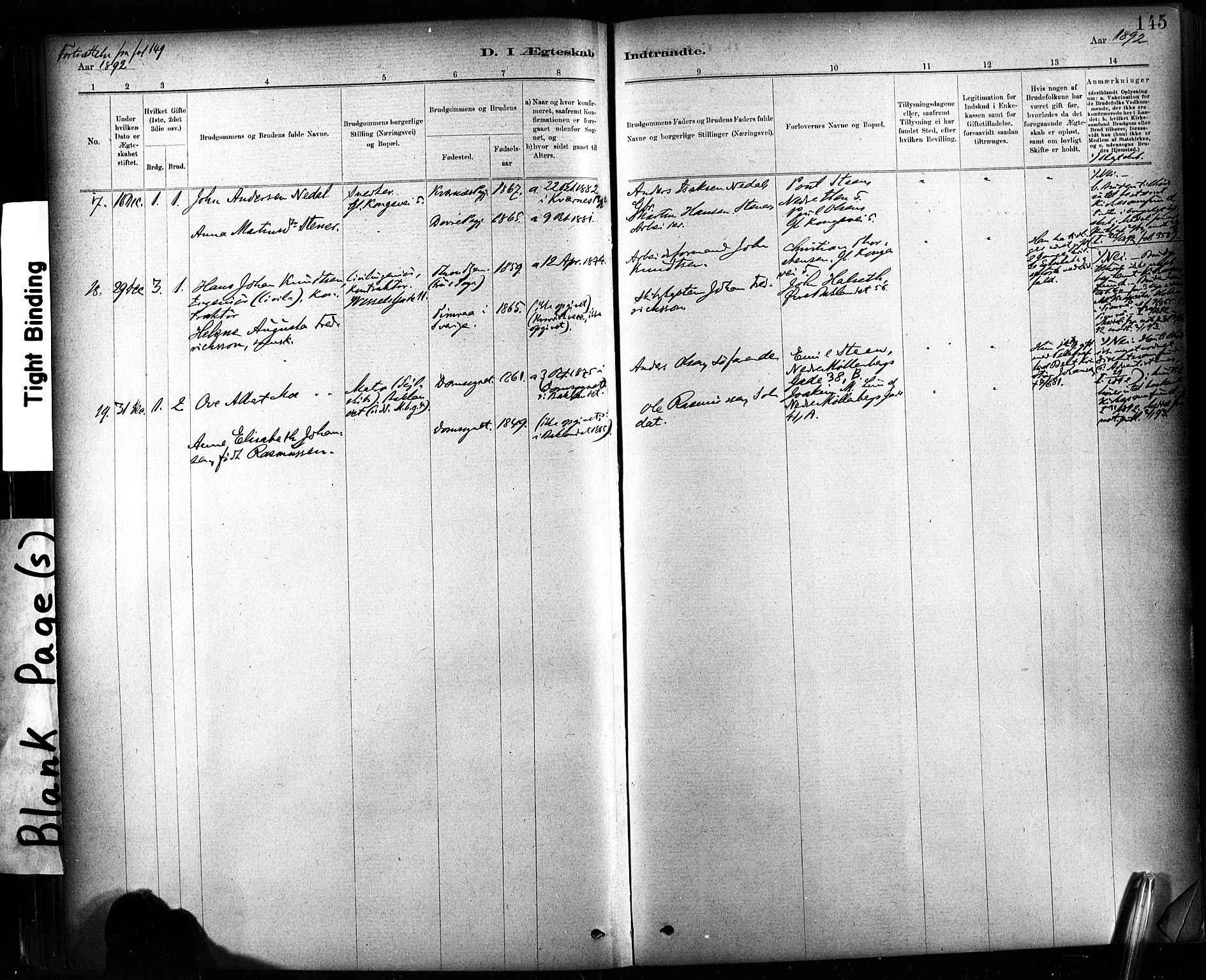 Ministerialprotokoller, klokkerbøker og fødselsregistre - Sør-Trøndelag, SAT/A-1456/604/L0189: Ministerialbok nr. 604A10, 1878-1892, s. 145