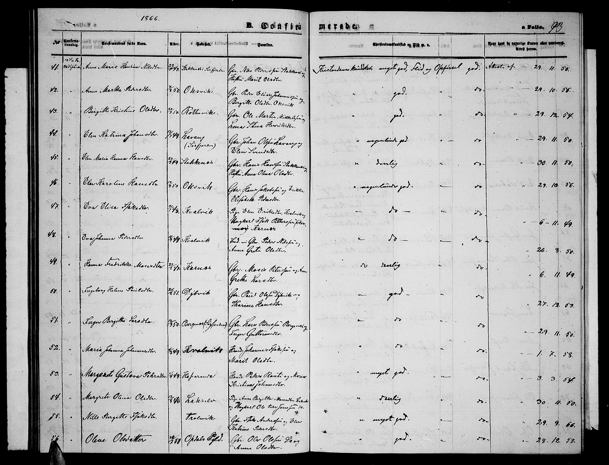 Lyngen sokneprestembete, SATØ/S-1289/H/He/Heb/L0003klokker: Klokkerbok nr. 3, 1861-1867, s. 93